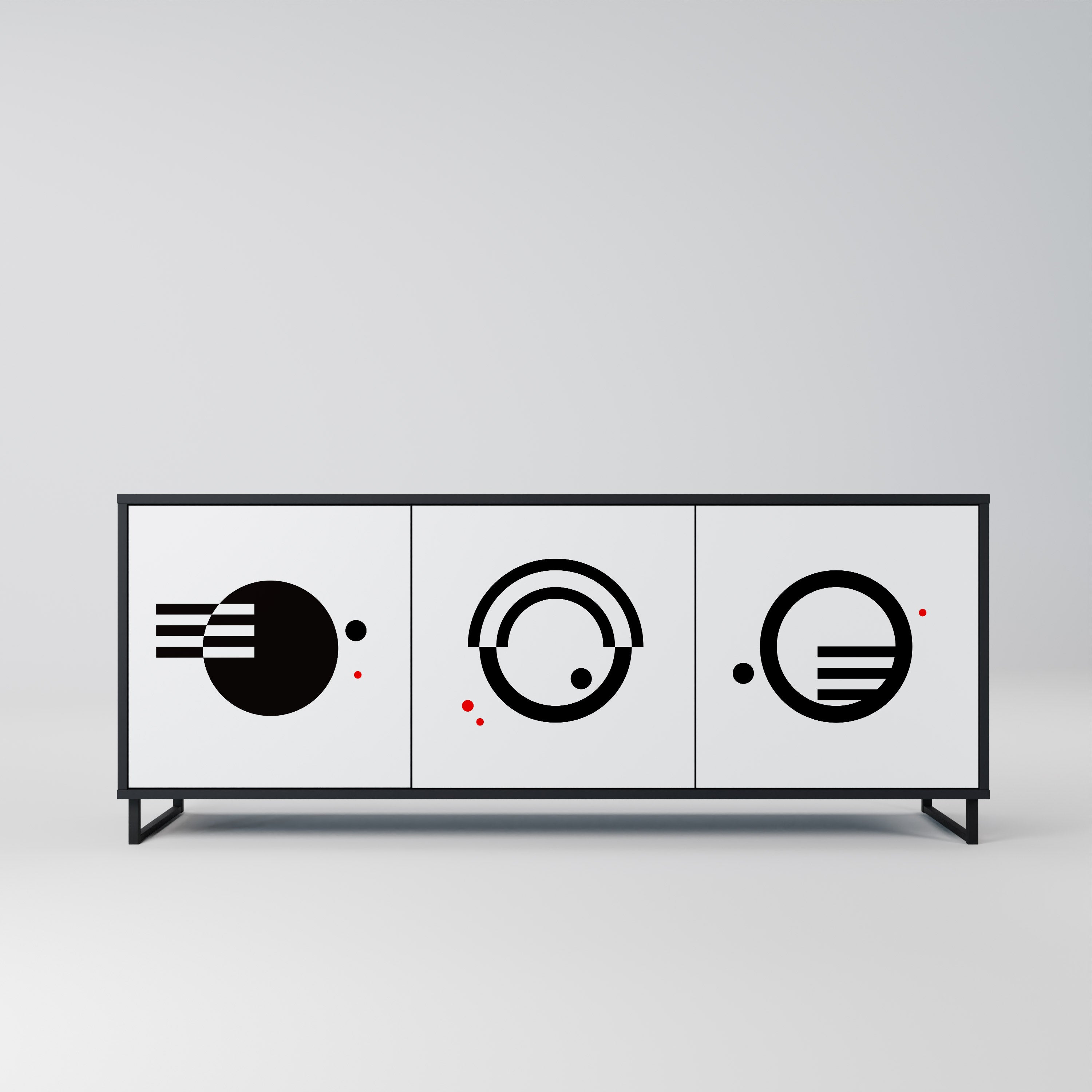 BLACK AND WHITE COMBINATION 3-Door Sideboard in Black Finish