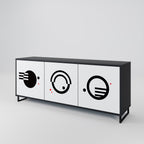 BLACK AND WHITE COMBINATION 3-Door Sideboard in Black Finish