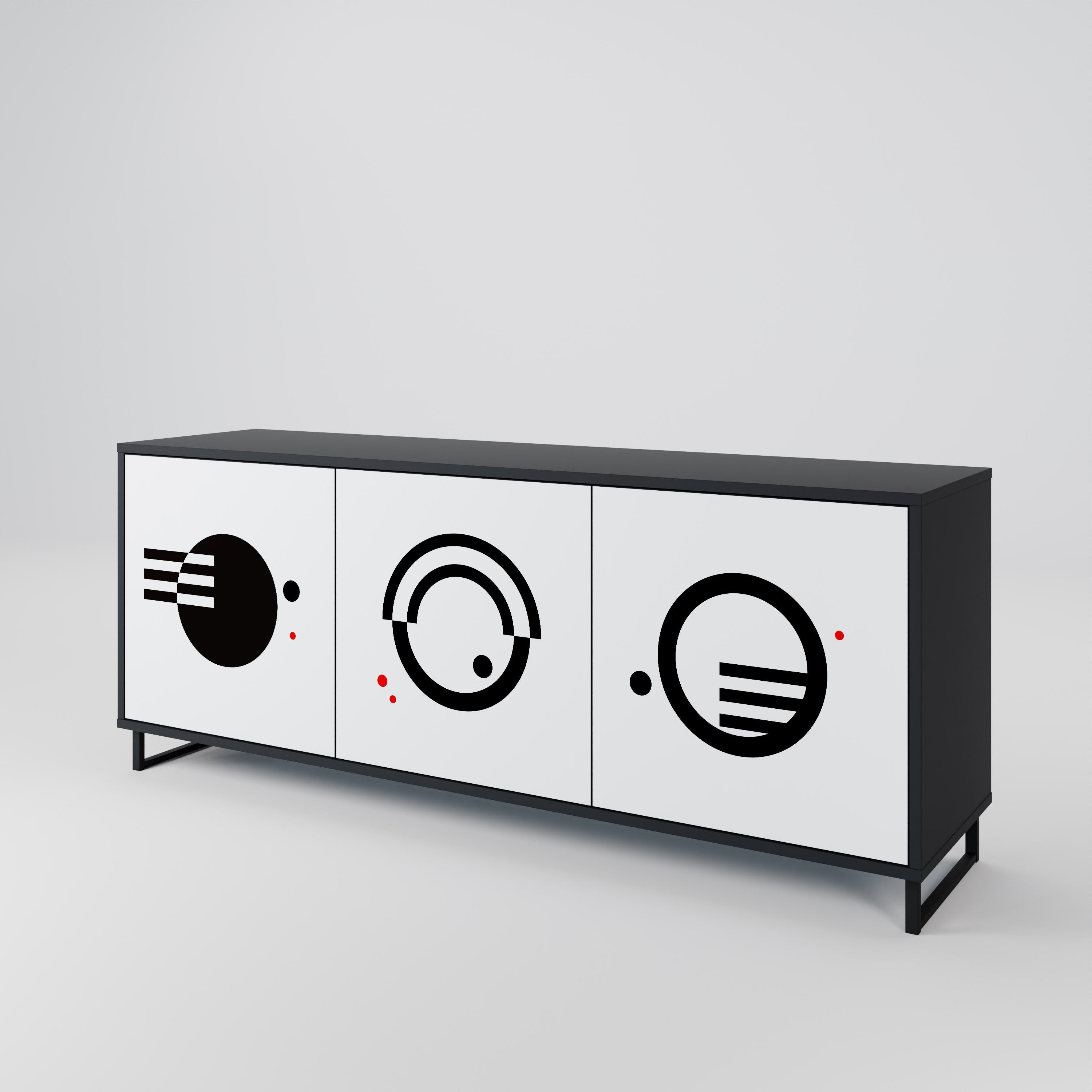 BLACK AND WHITE COMBINATION 3-Door Sideboard in Black Finish