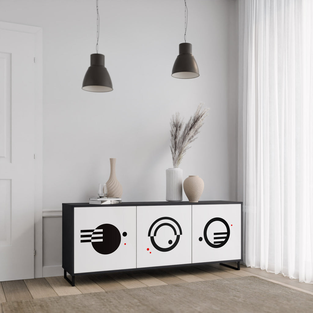 BLACK AND WHITE COMBINATION 3-Door Sideboard in Black Finish