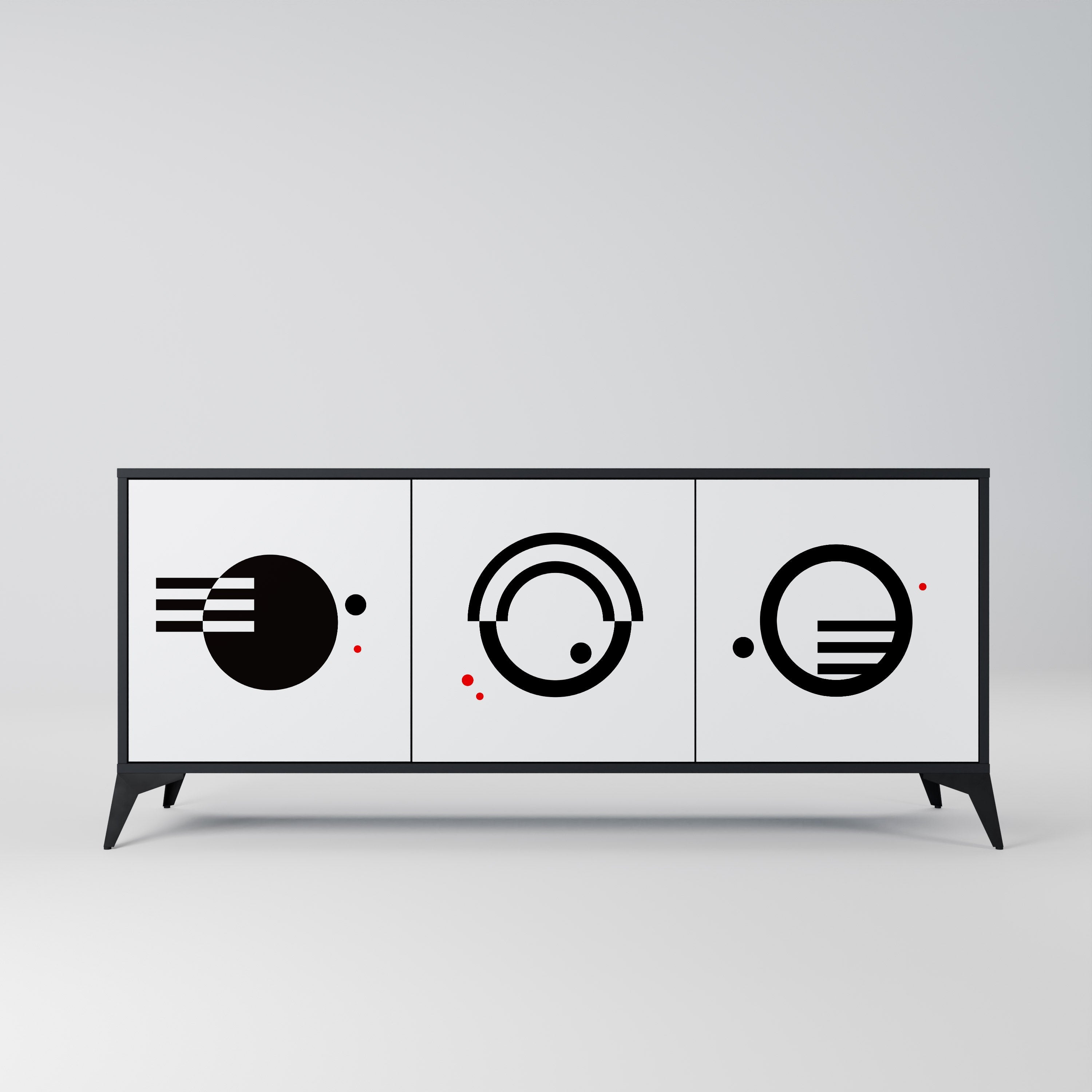 BLACK AND WHITE COMBINATION 3-Door Sideboard in Black Finish