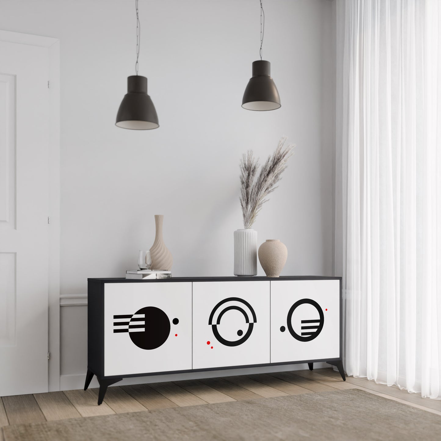 BLACK AND WHITE COMBINATION Aparador de 3 Portas