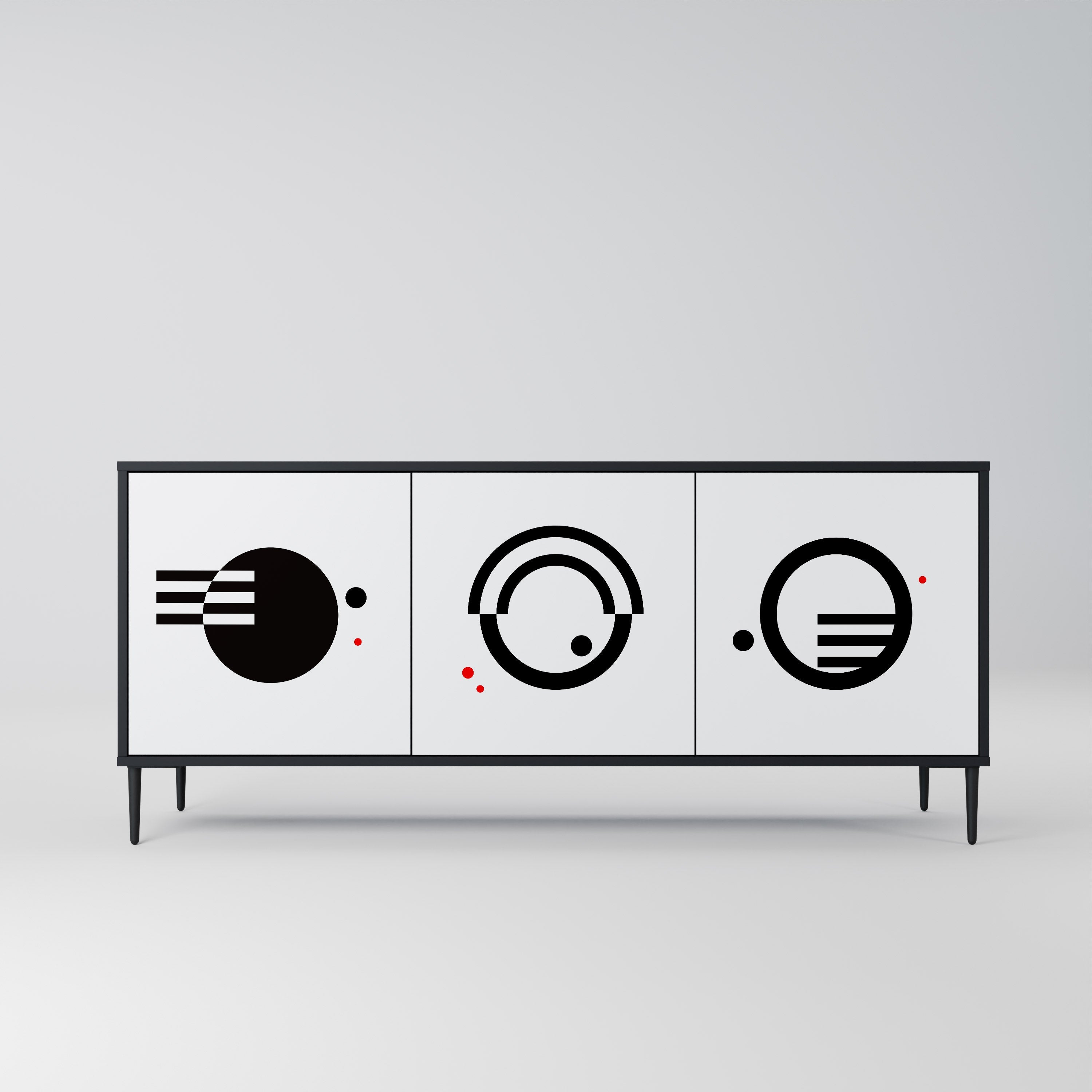 BLACK AND WHITE COMBINATION 3-Door Sideboard in Black Finish