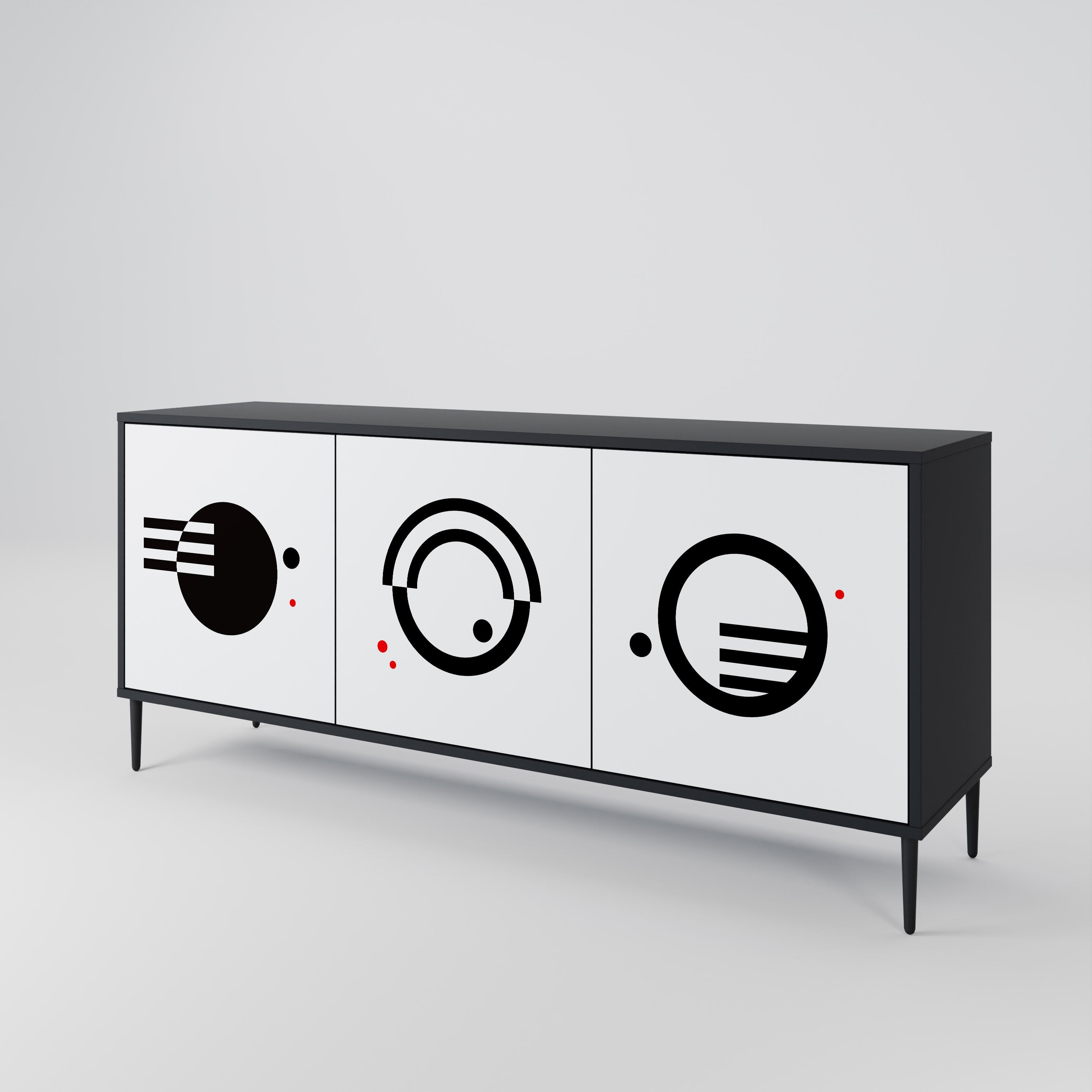 BLACK AND WHITE COMBINATION 3-Door Sideboard in Black Finish