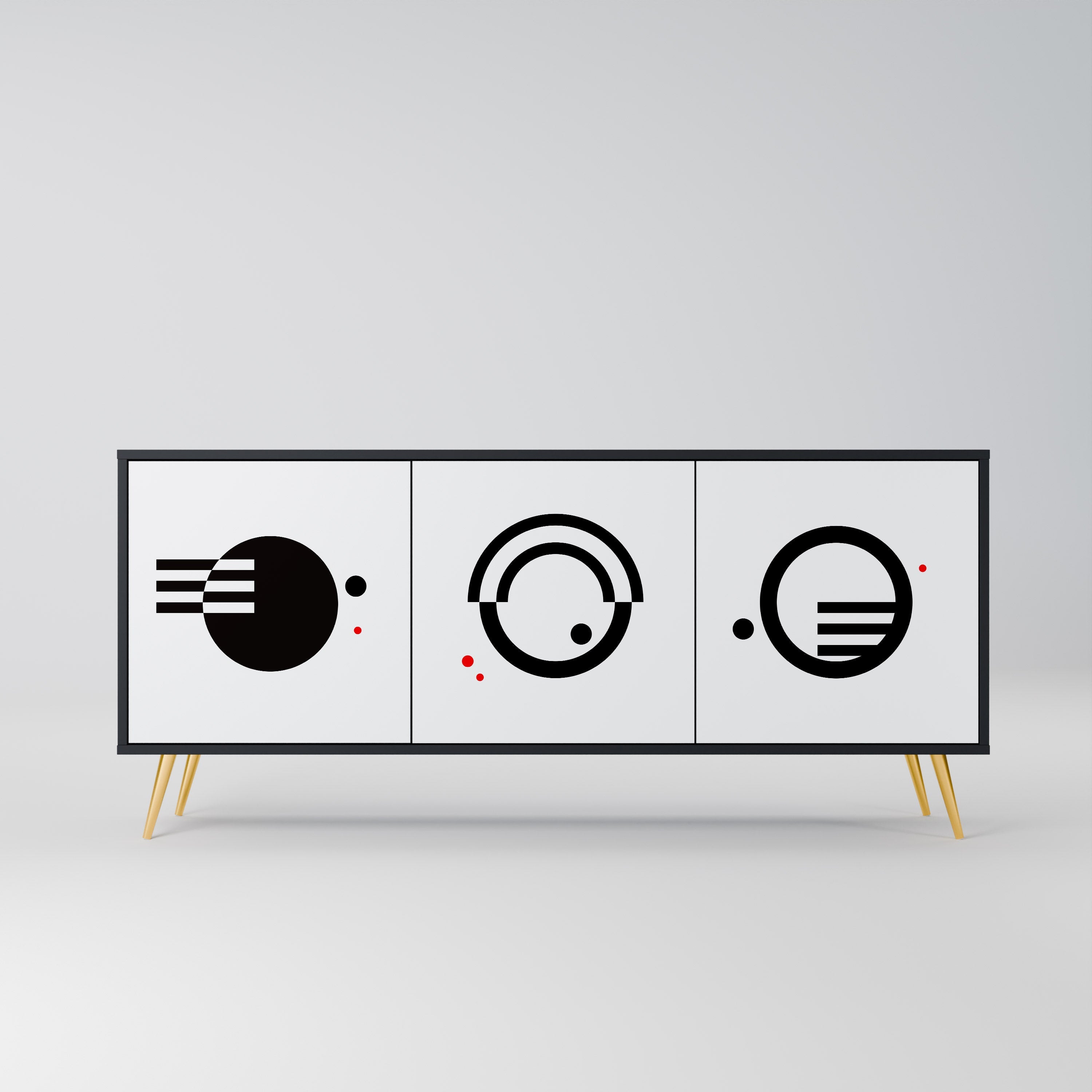 BLACK AND WHITE COMBINATION 3-Door Sideboard in Black Finish