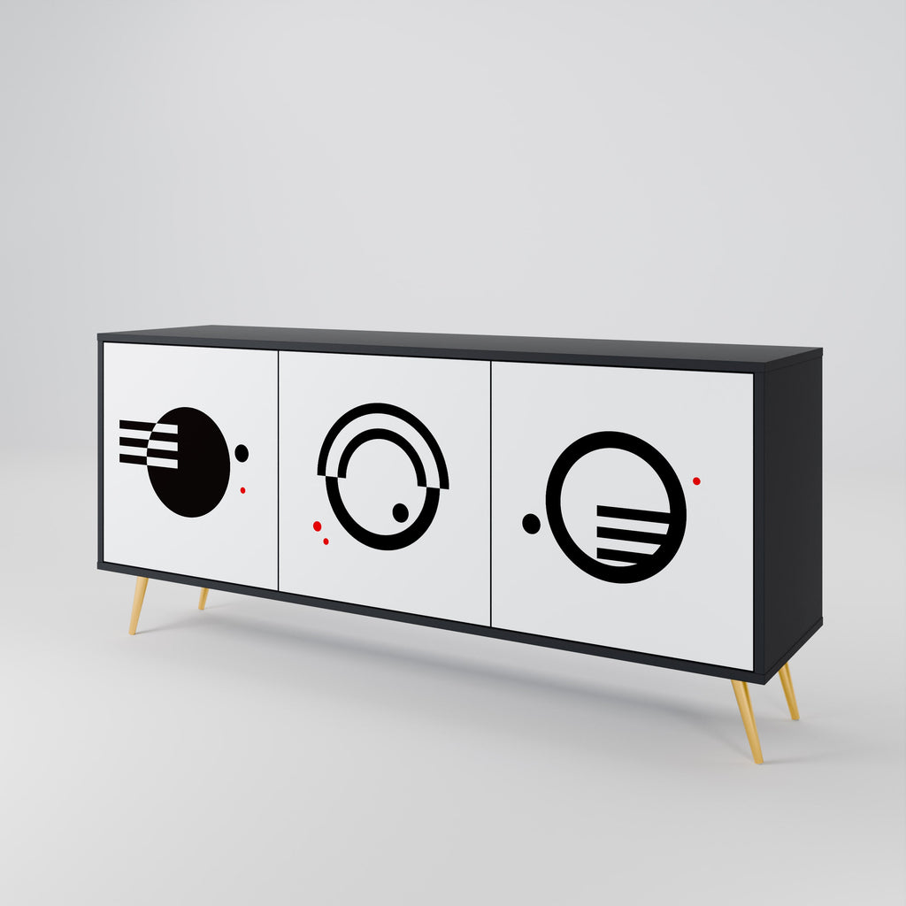 BLACK AND WHITE COMBINATION 3-Door Sideboard in Black Finish