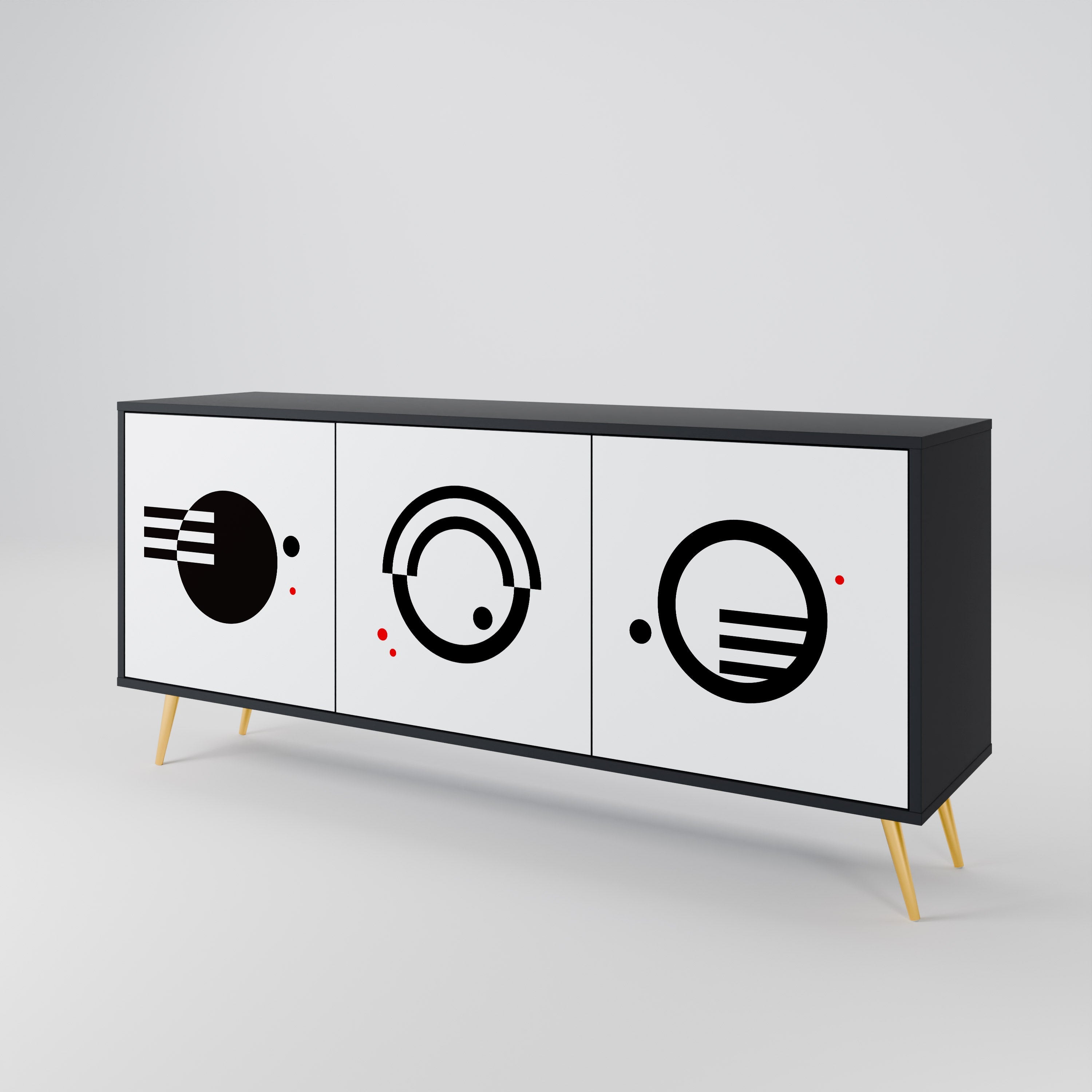 BLACK AND WHITE COMBINATION 3-Door Sideboard in Black Finish