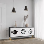 BLACK AND WHITE COMBINATION 3-Door Sideboard in Black Finish