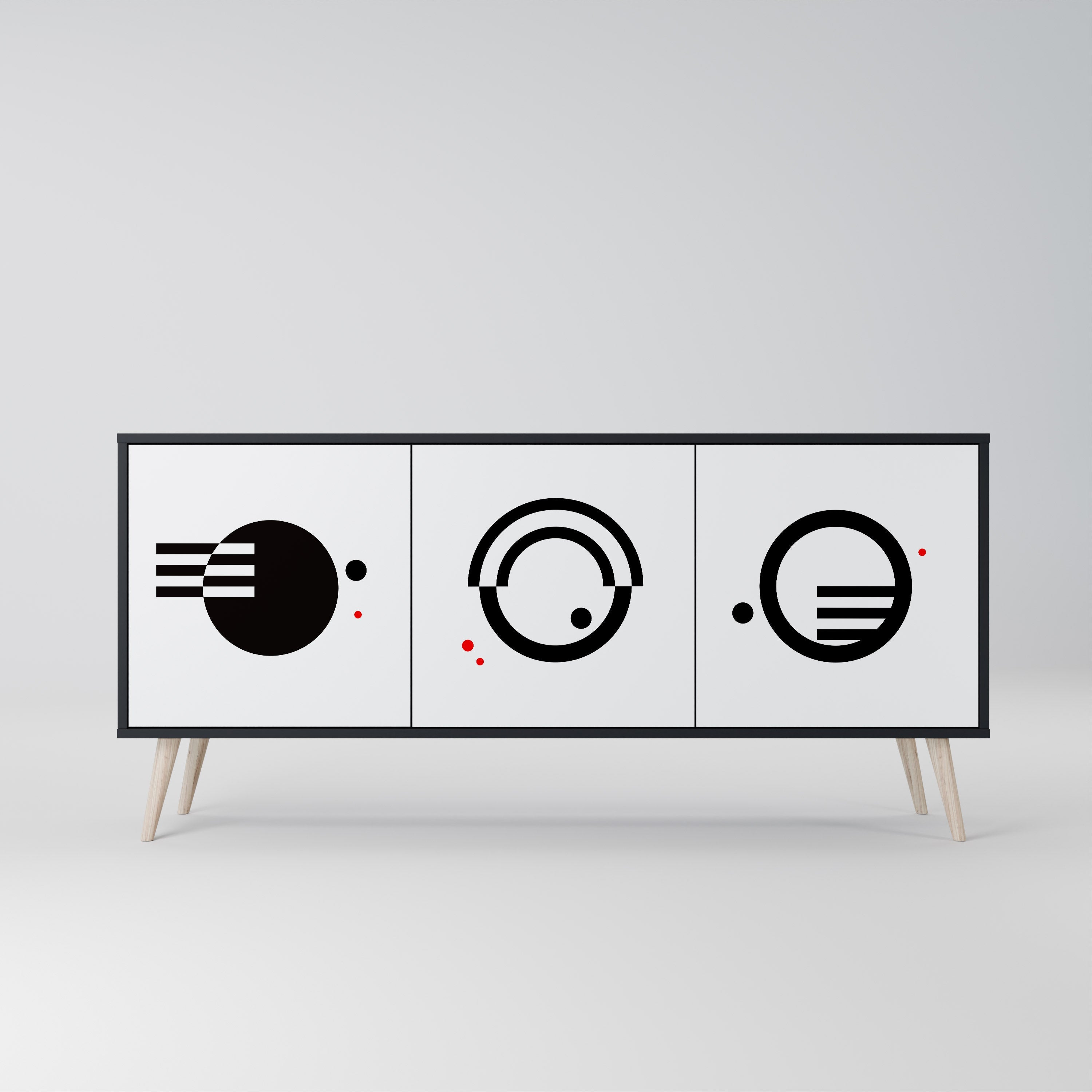 BLACK AND WHITE COMBINATION 3-Door Sideboard in Black Finish