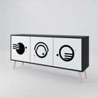 BLACK AND WHITE COMBINATION 3-Door Sideboard in Black Finish