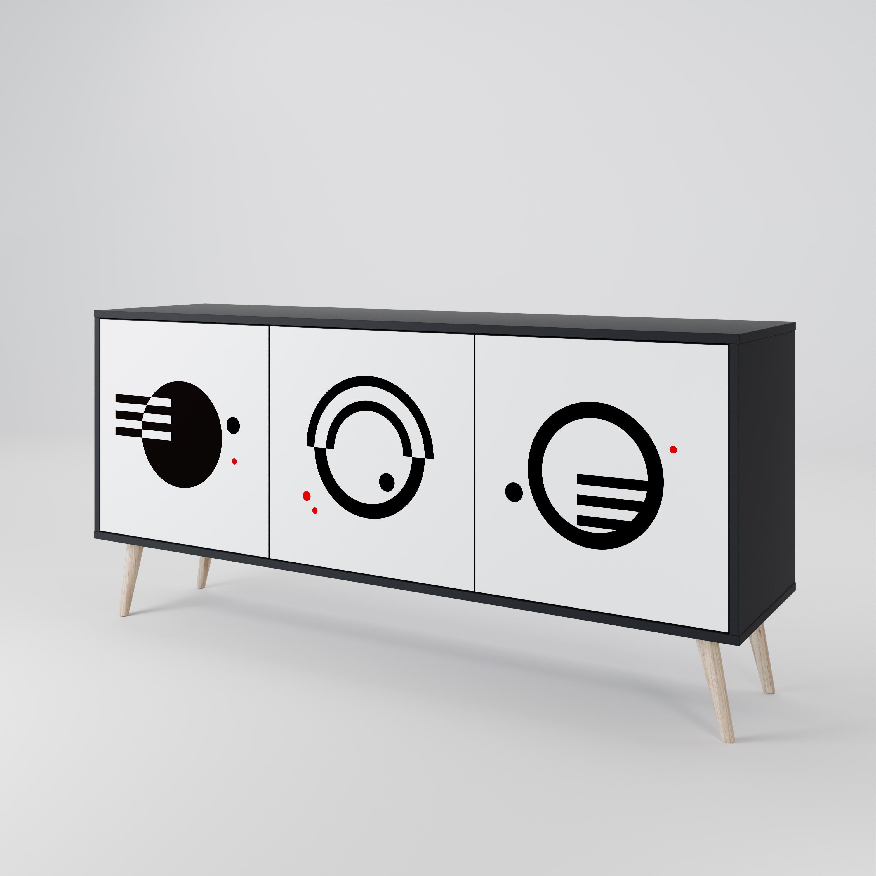 BLACK AND WHITE COMBINATION 3-Door Sideboard in Black Finish