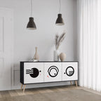 BLACK AND WHITE COMBINATION 3-Door Sideboard in Black Finish