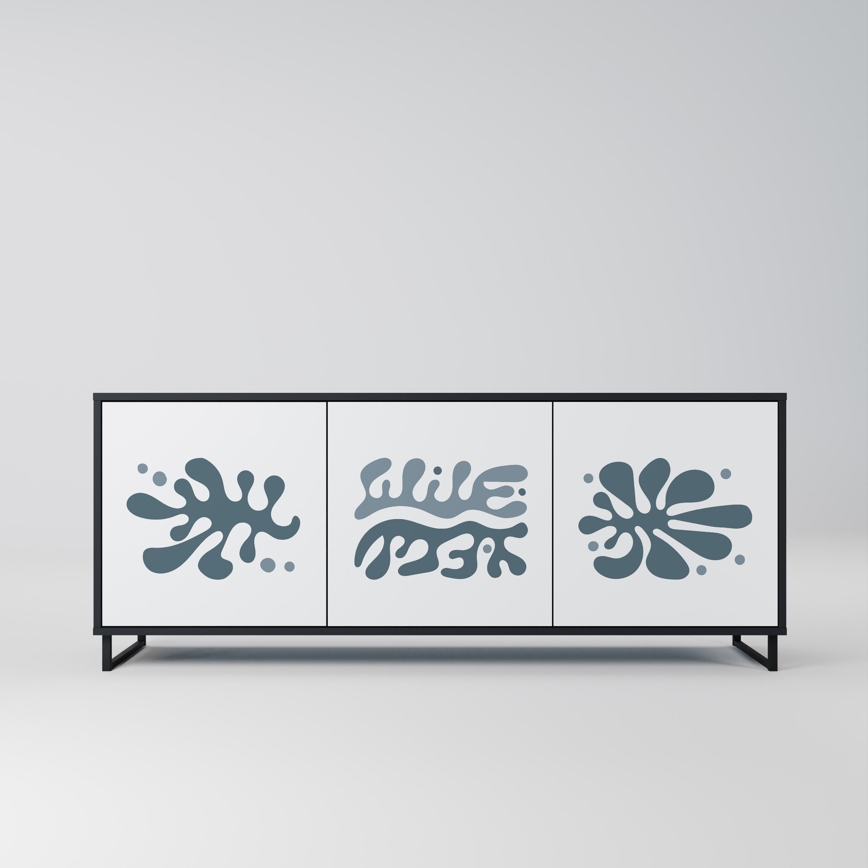 WONDERLAND VEGETATION 3-Door Sideboard in Black Finish