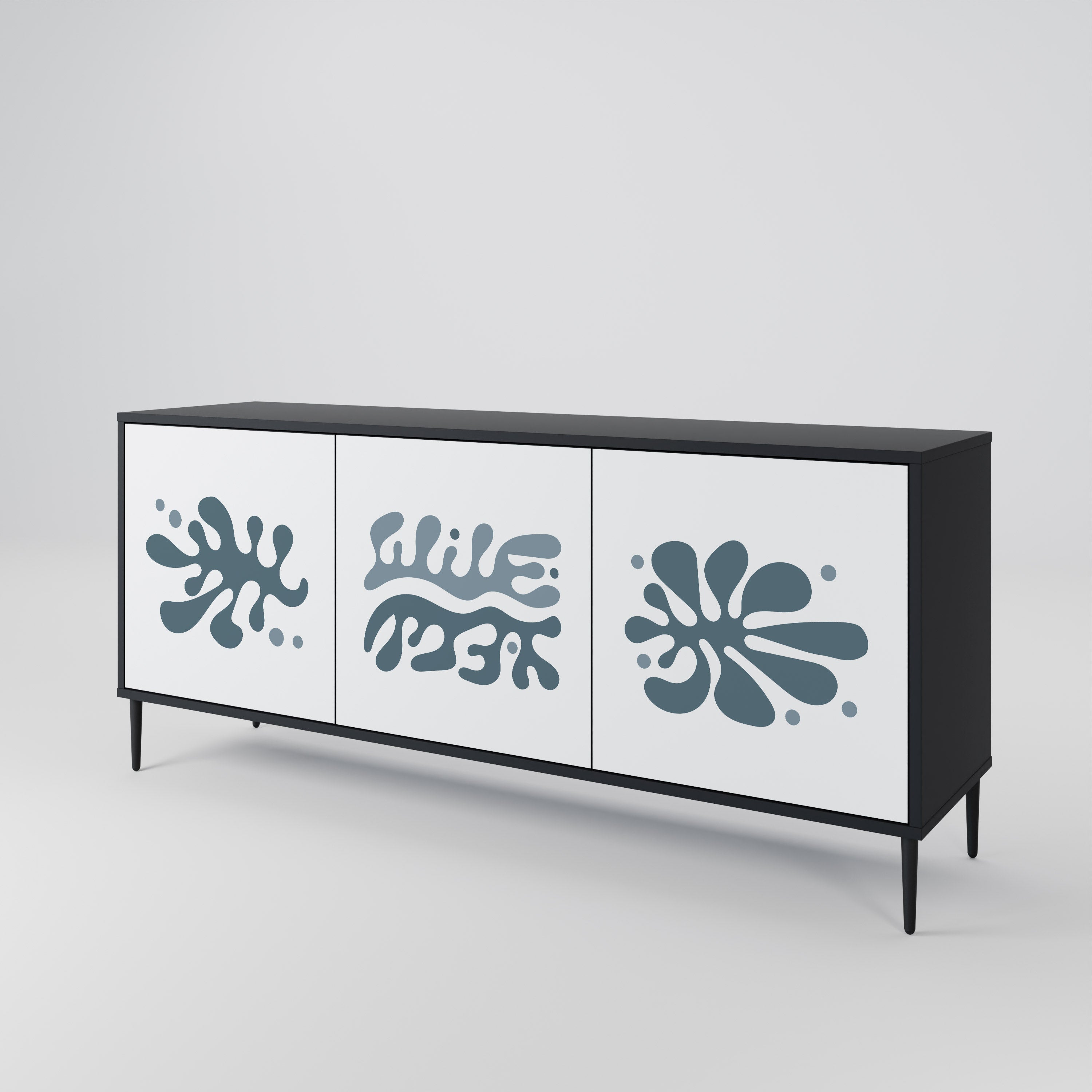 WONDERLAND VEGETATION 3-Door Sideboard in Black Finish