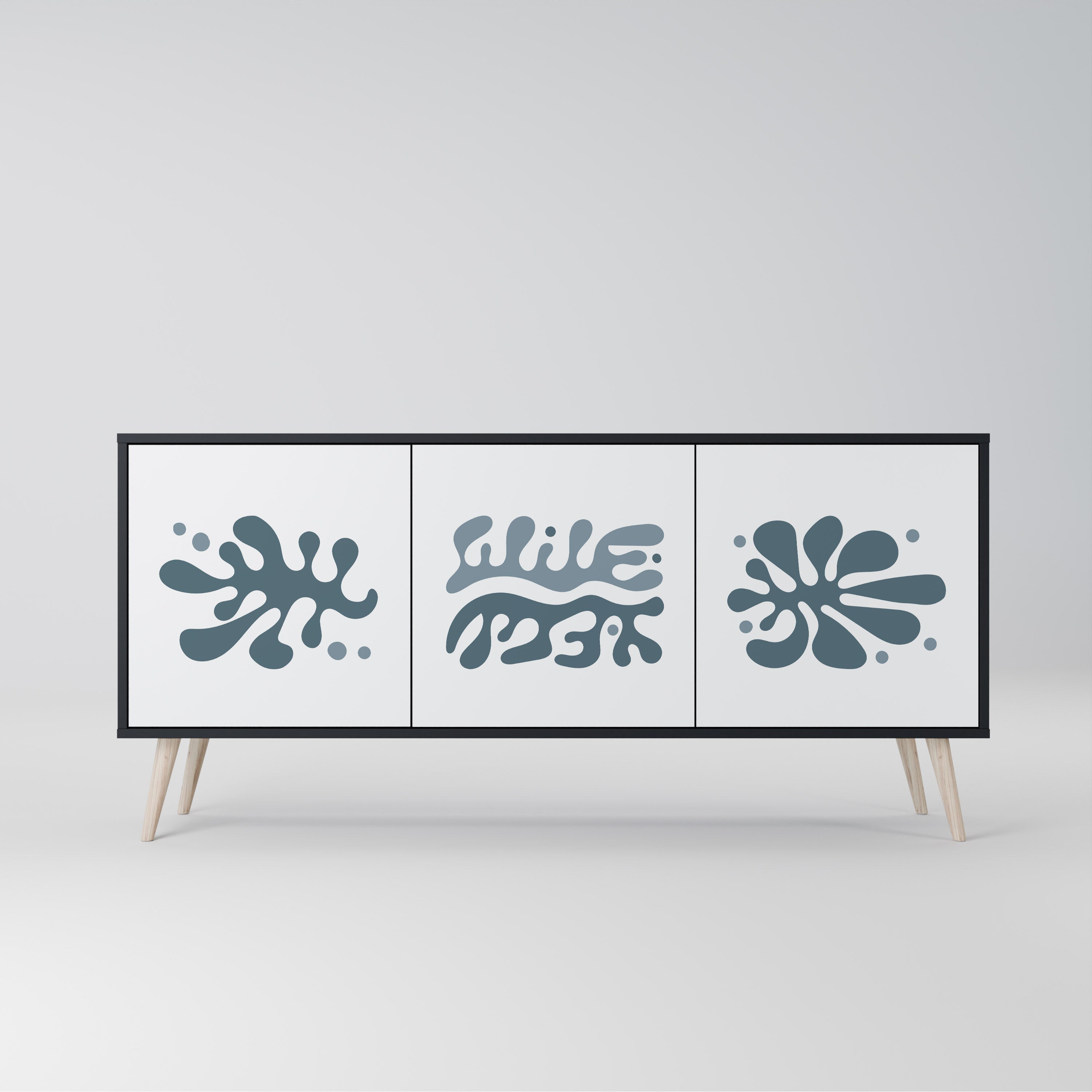 WONDERLAND VEGETATION 3-Door Sideboard in Black Finish