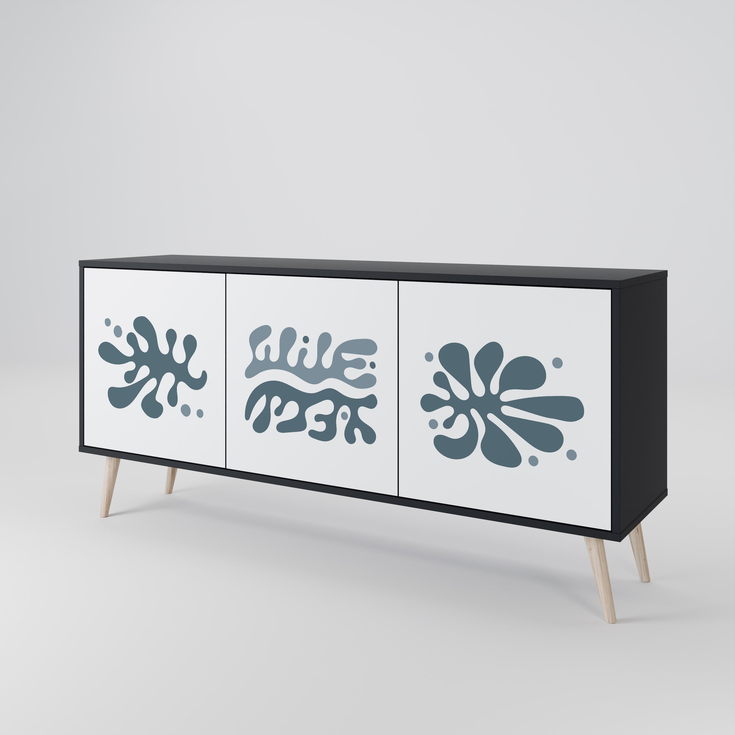 WONDERLAND VEGETATION 3-Door Sideboard in Black Finish