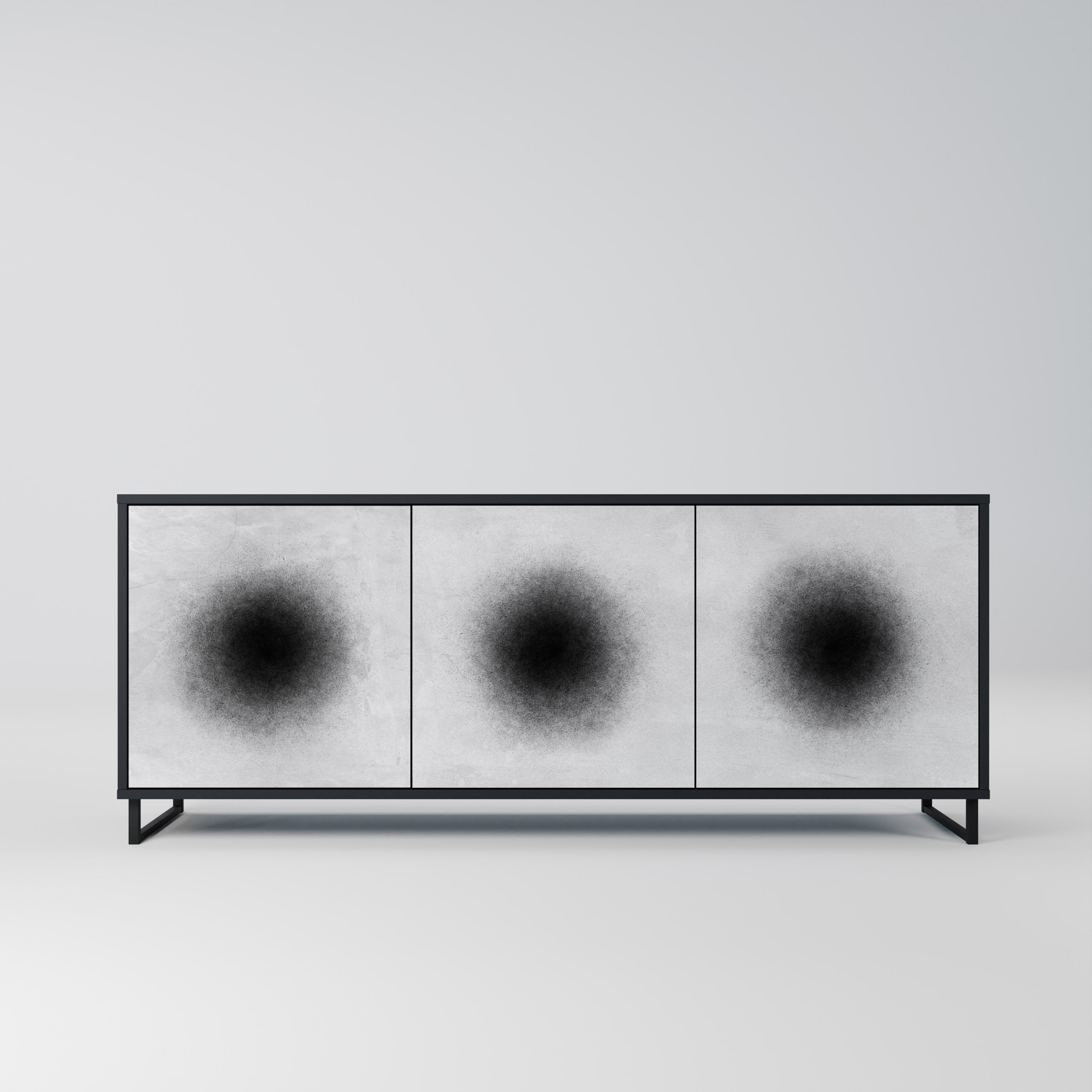 BLACK HOLE 3-Door Sideboard in Black Finish