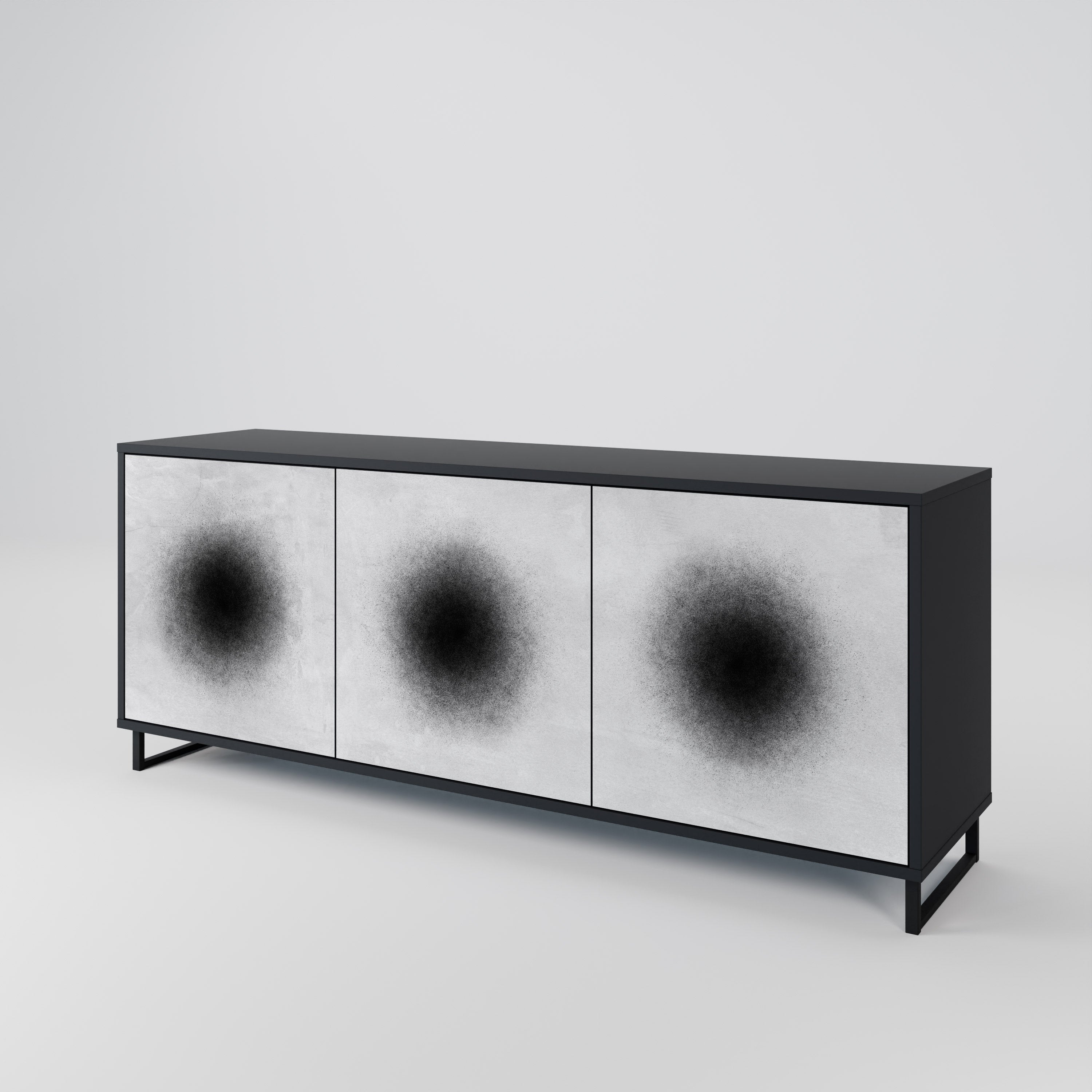 BLACK HOLE 3-Door Sideboard in Black Finish