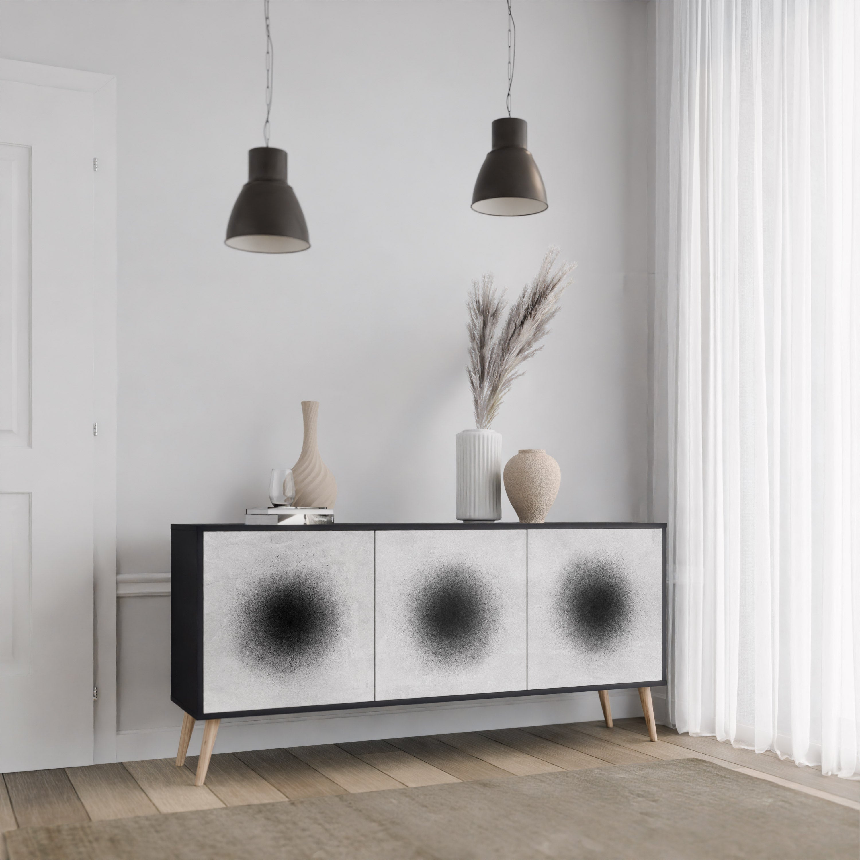 BLACK HOLE 3-Door Sideboard in Black Finish