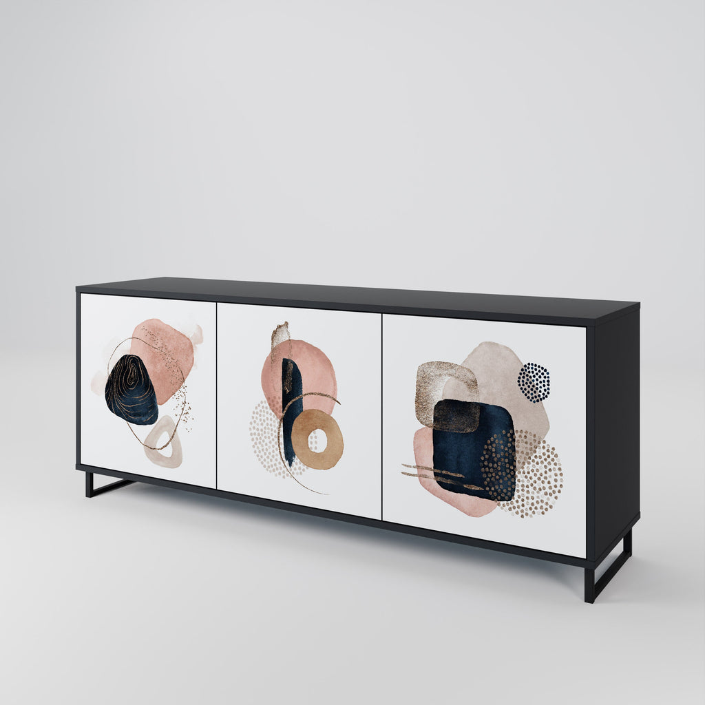 COLORFUL SHAPES Aparador de 3 Portas em Acabamento Preto