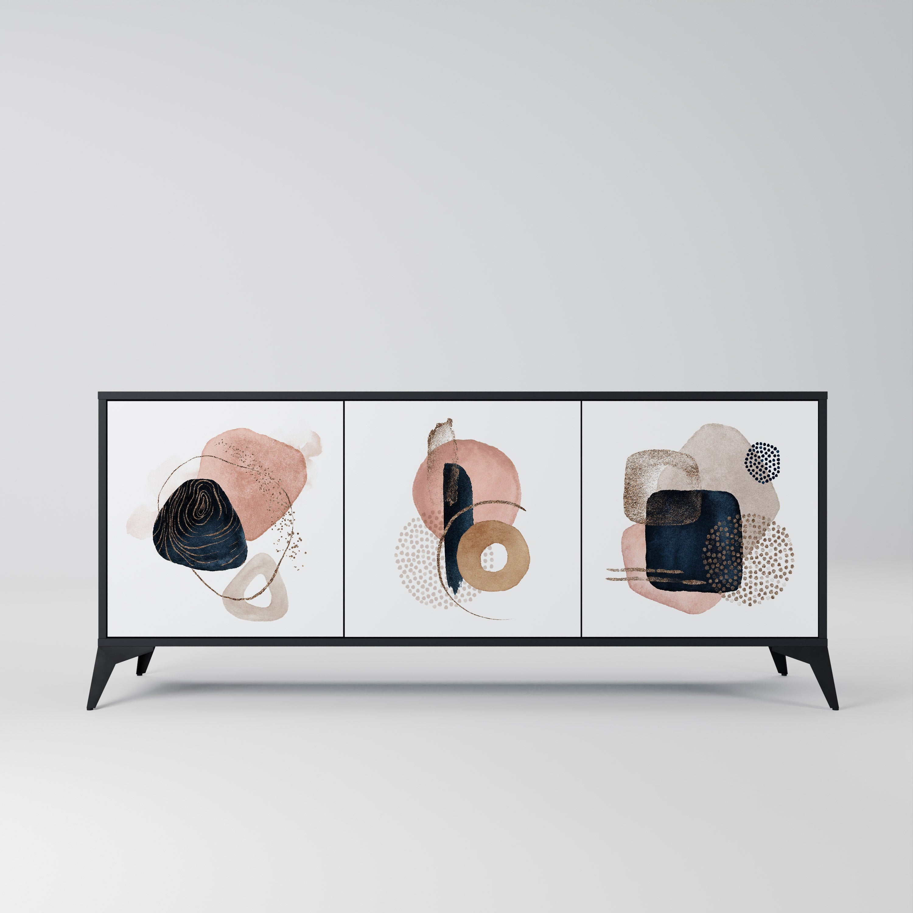 COLORFUL SHAPES 3-Door Sideboard in Black Finish
