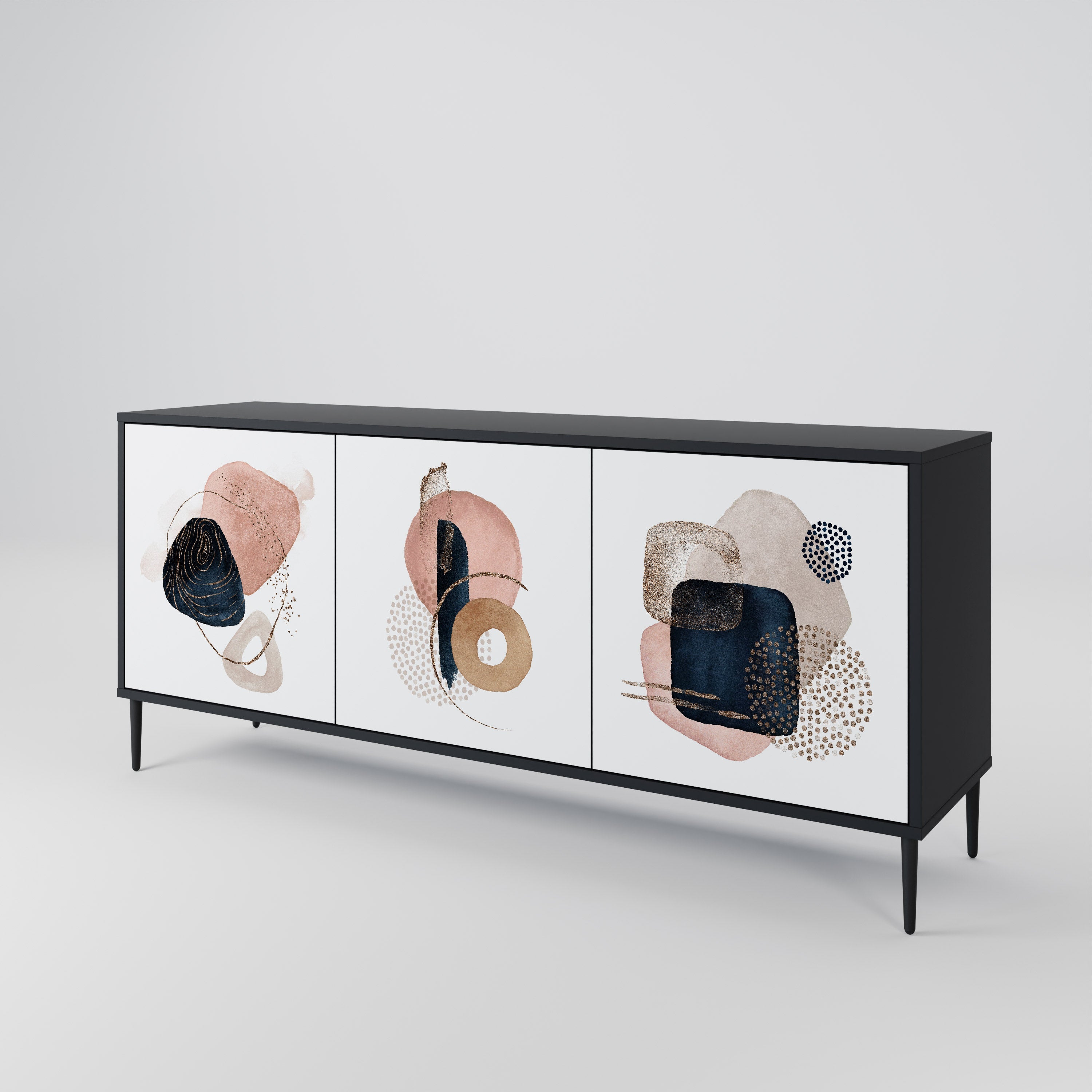 COLORFUL SHAPES 3-Door Sideboard in Black Finish