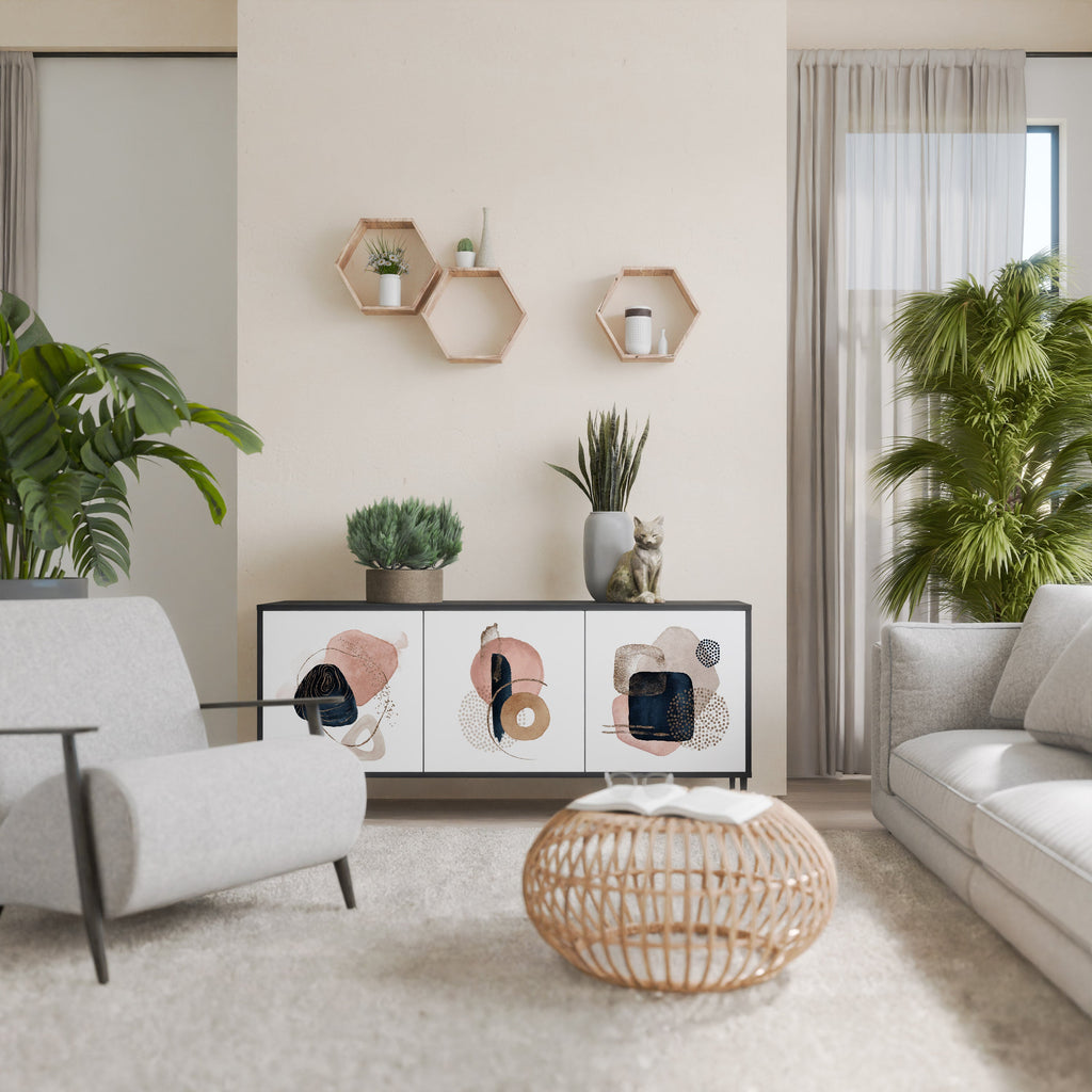 COLORFUL SHAPES Aparador de 3 Portas em Acabamento Preto