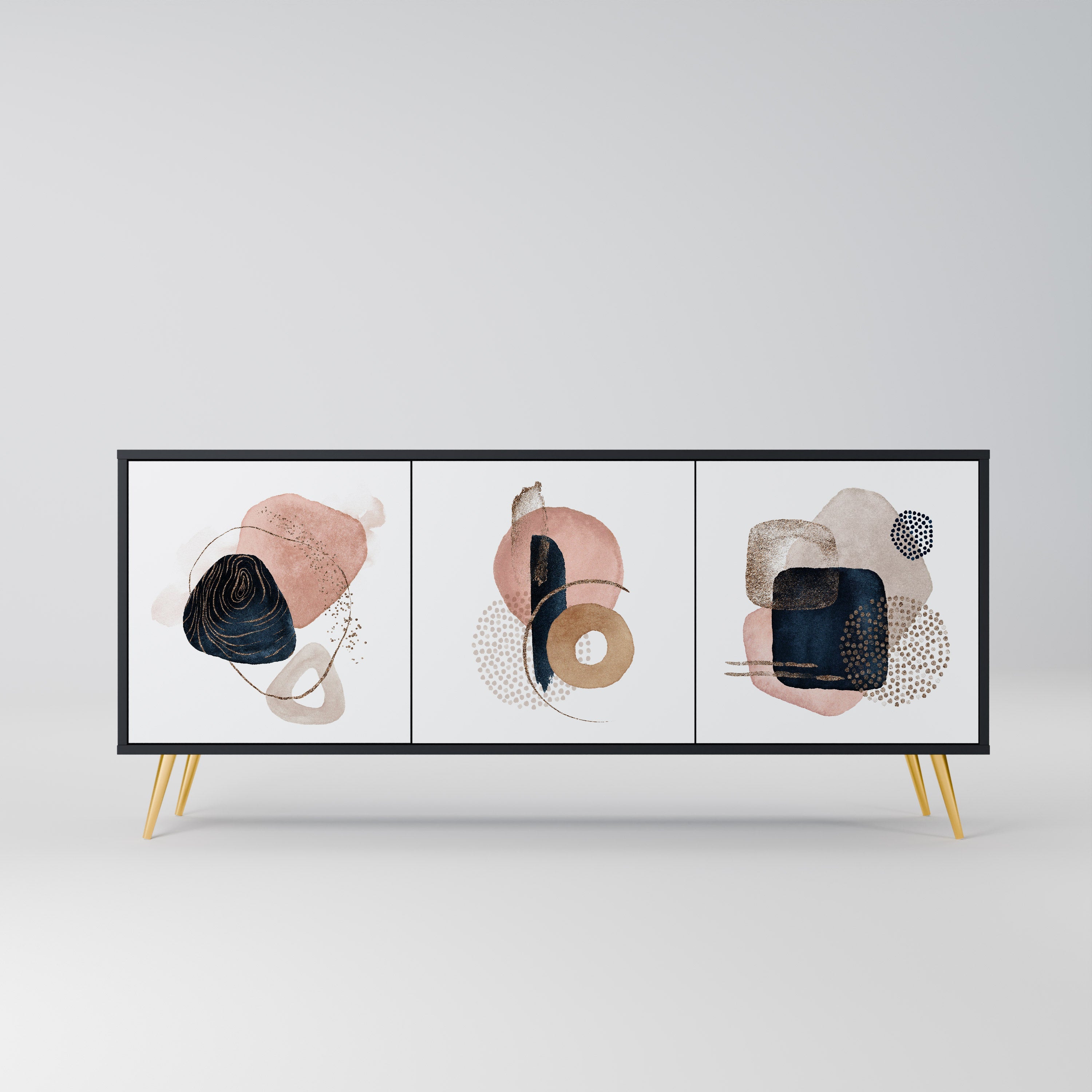 COLORFUL SHAPES 3-Door Sideboard in Black Finish