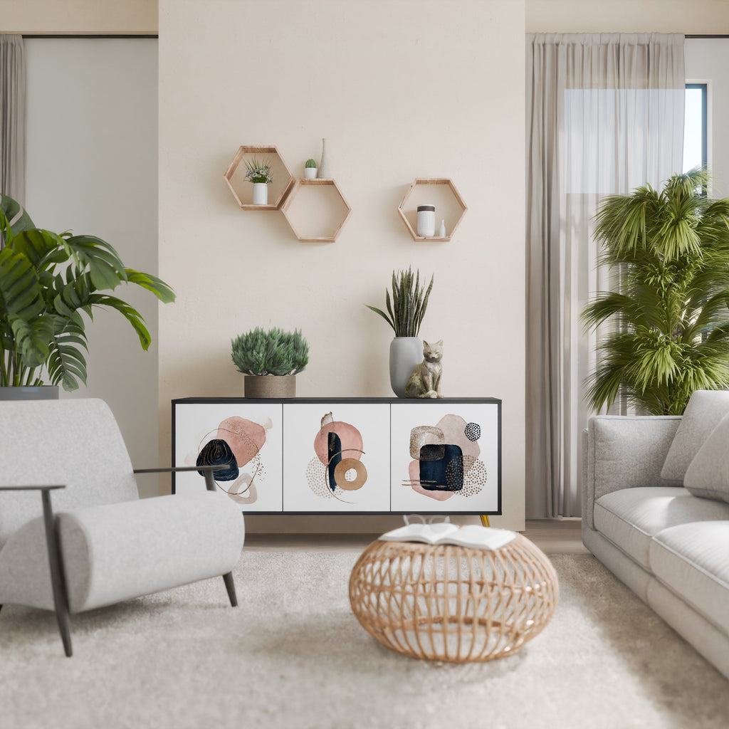 COLORFUL SHAPES Aparador de 3 Portas em Acabamento Preto