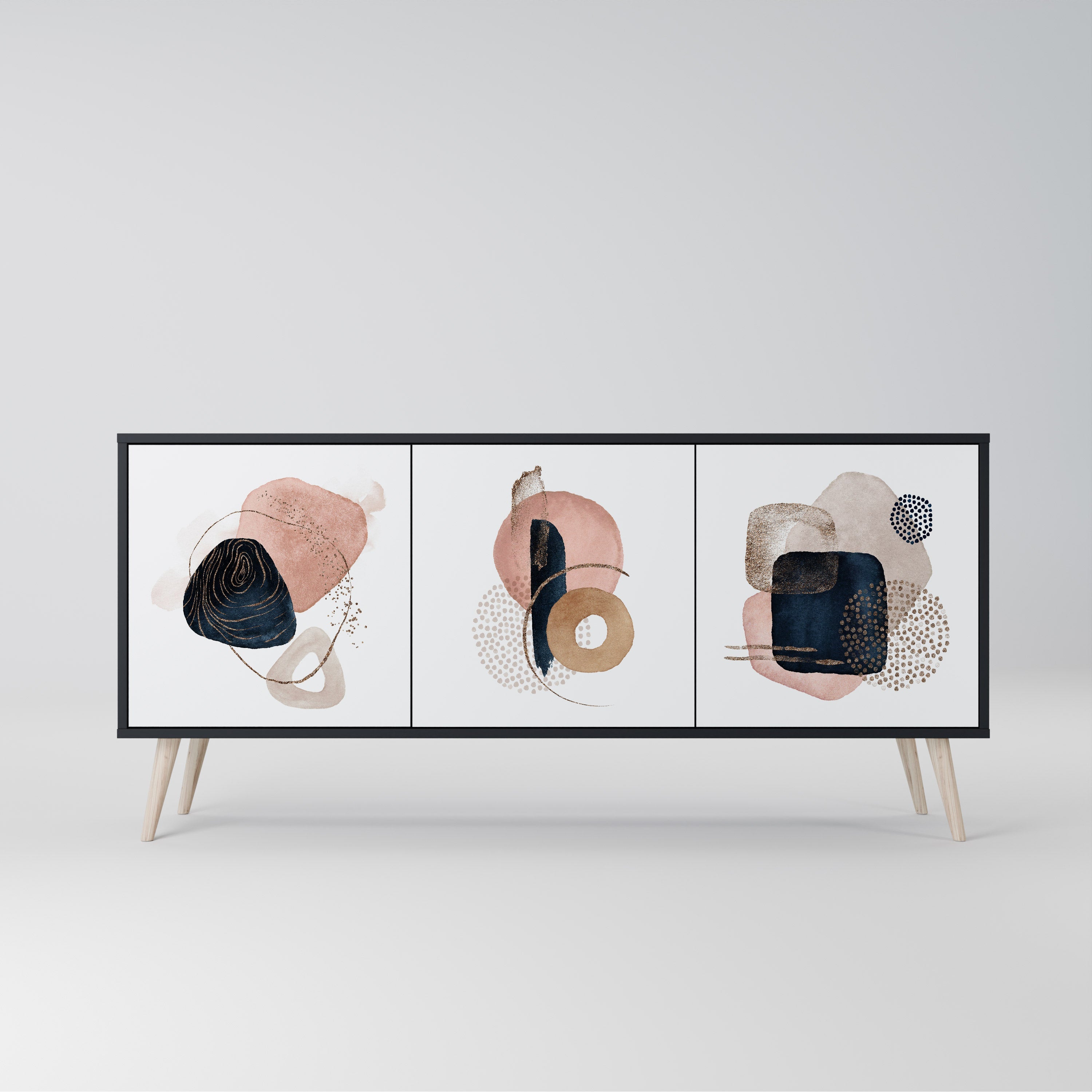 COLORFUL SHAPES 3-Door Sideboard in Black Finish