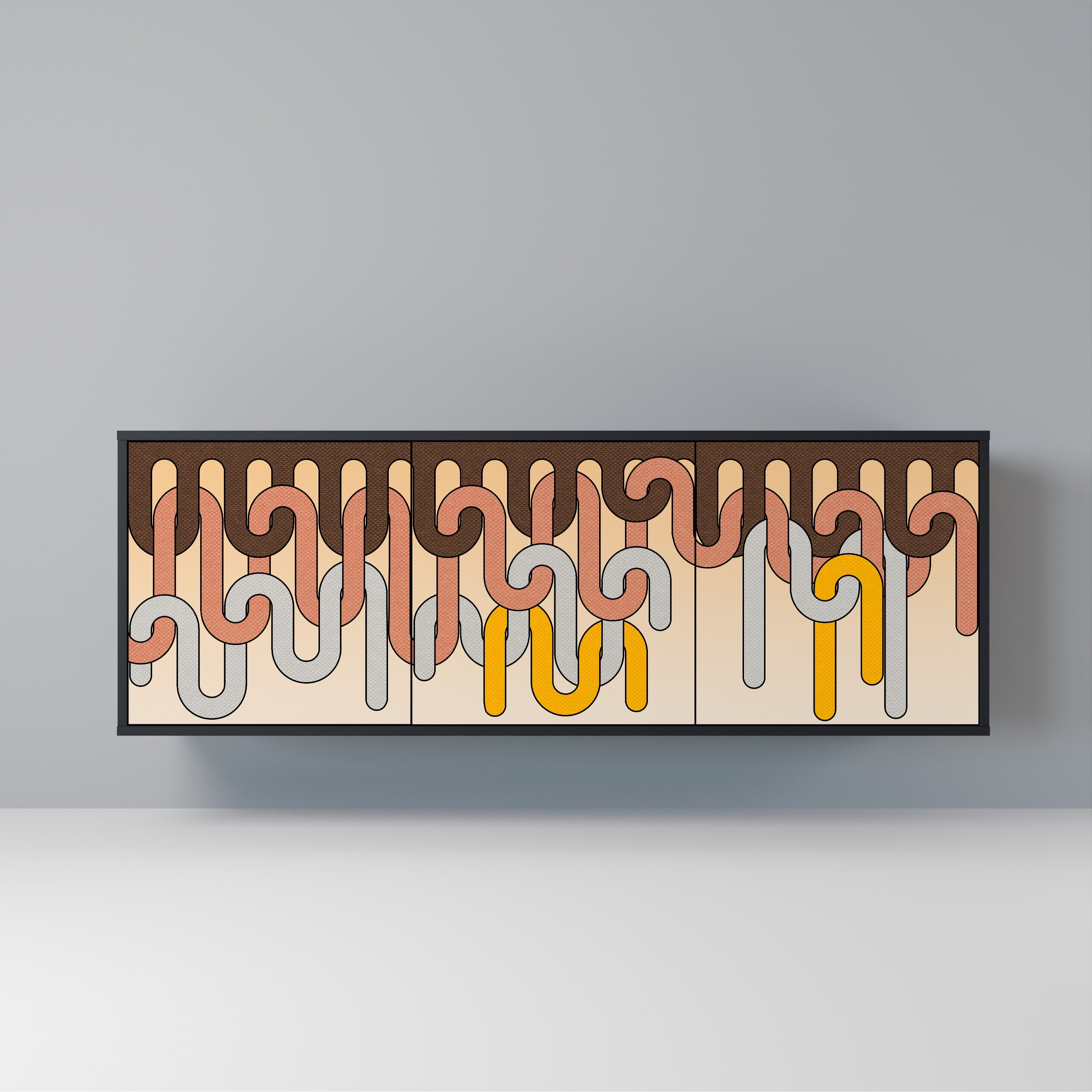 COLORFUL STRINGS 3-Door Sideboard in Black Finish