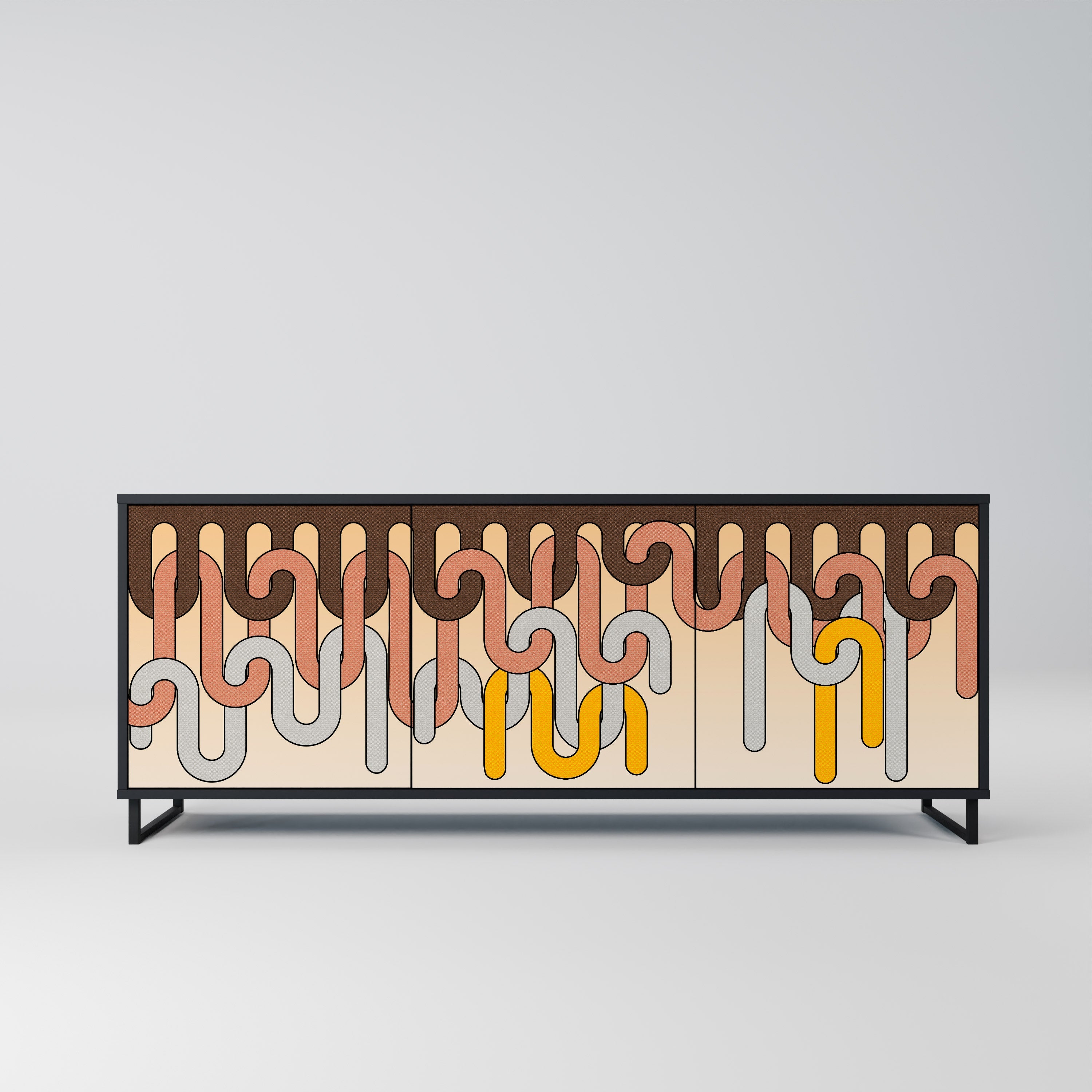 COLORFUL STRINGS 3-Door Sideboard in Black Finish