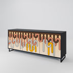 COLORFUL STRINGS Aparador de 3 Portas em Acabamento Preto