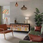 COLORFUL STRINGS Aparador de 3 Portas em Acabamento Preto