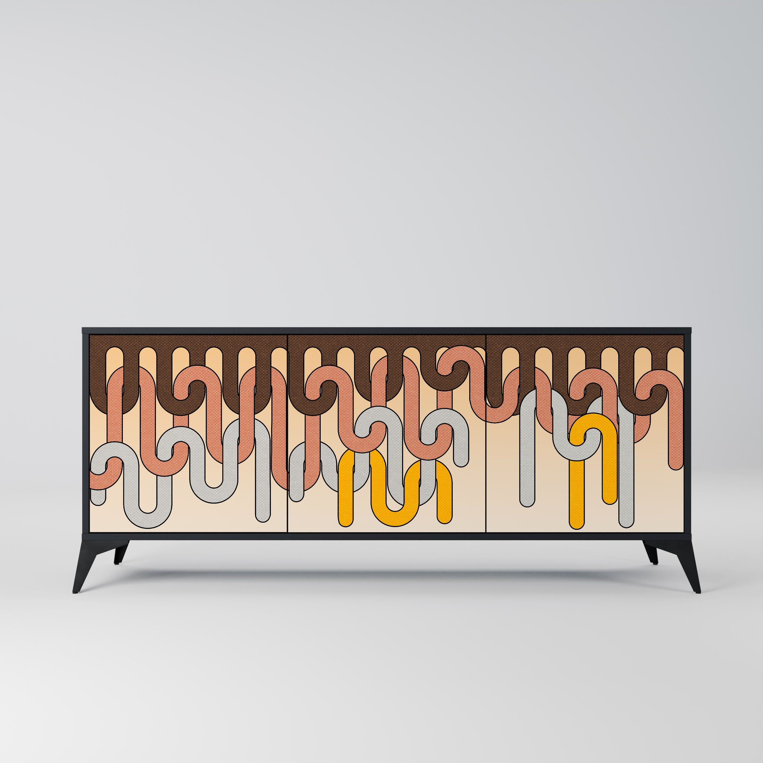 COLORFUL STRINGS 3-Door Sideboard in Black Finish