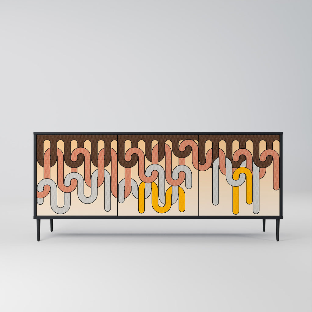 COLORFUL STRINGS Aparador de 3 Portas em Acabamento Preto