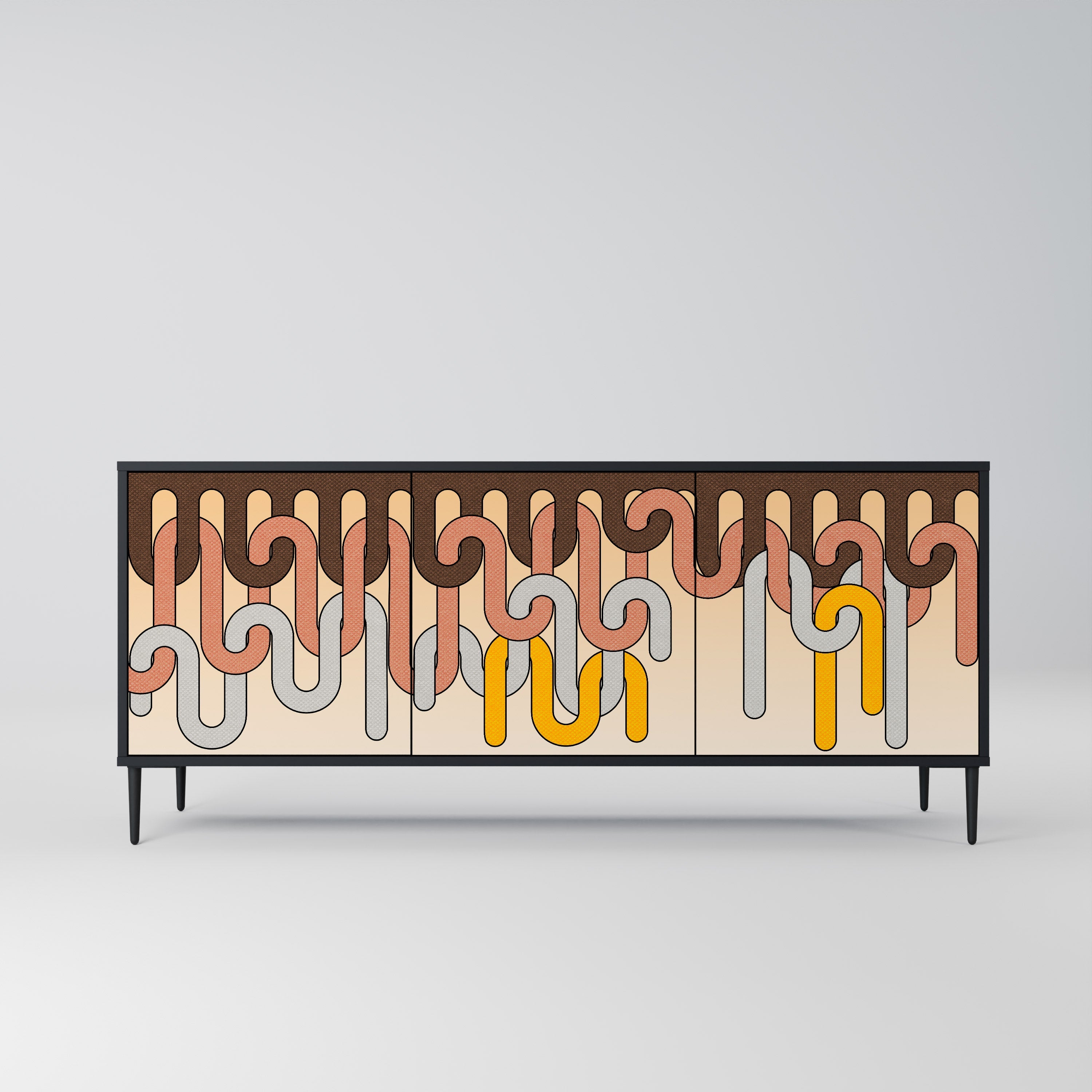 COLORFUL STRINGS 3-Door Sideboard in Black Finish