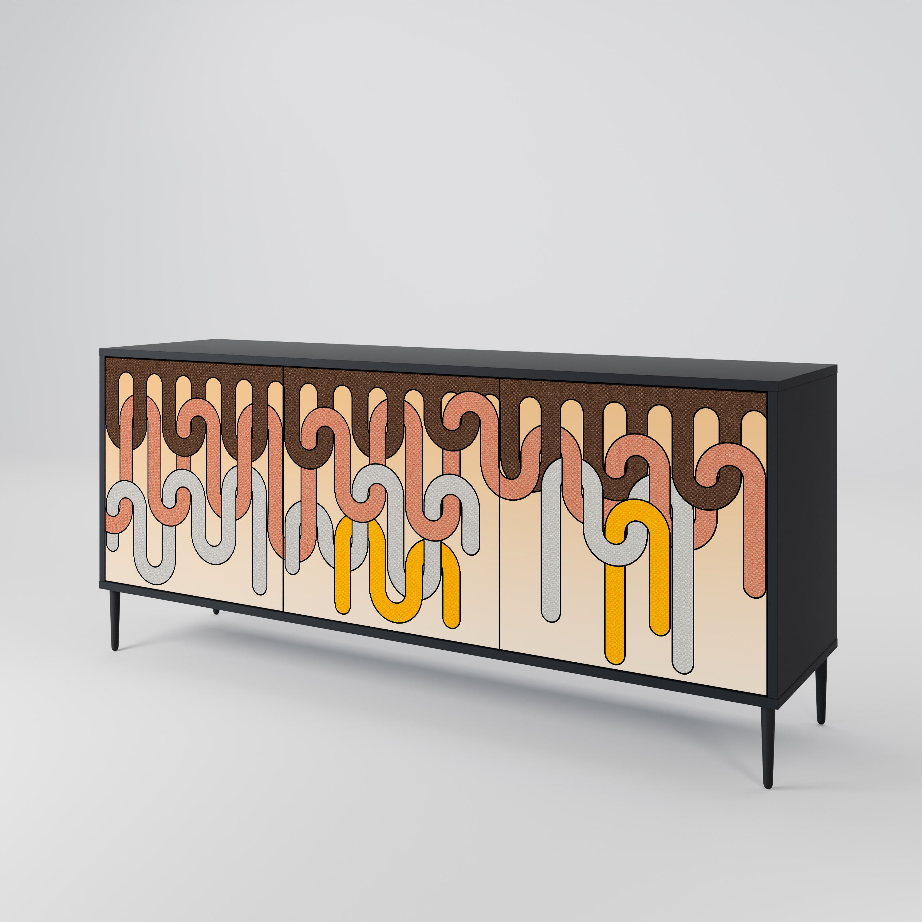 COLORFUL STRINGS 3-Door Sideboard in Black Finish