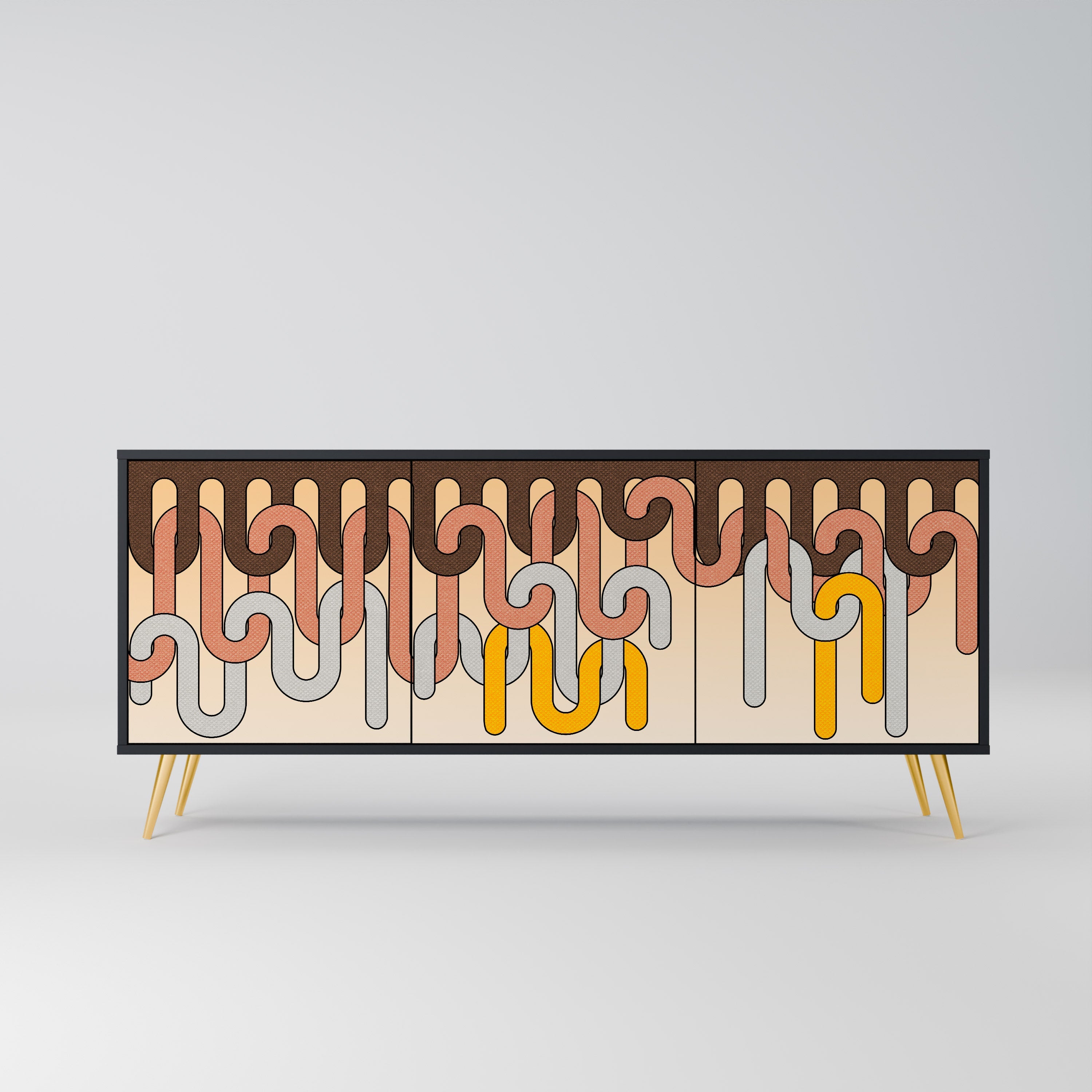 COLORFUL STRINGS 3-Door Sideboard in Black Finish