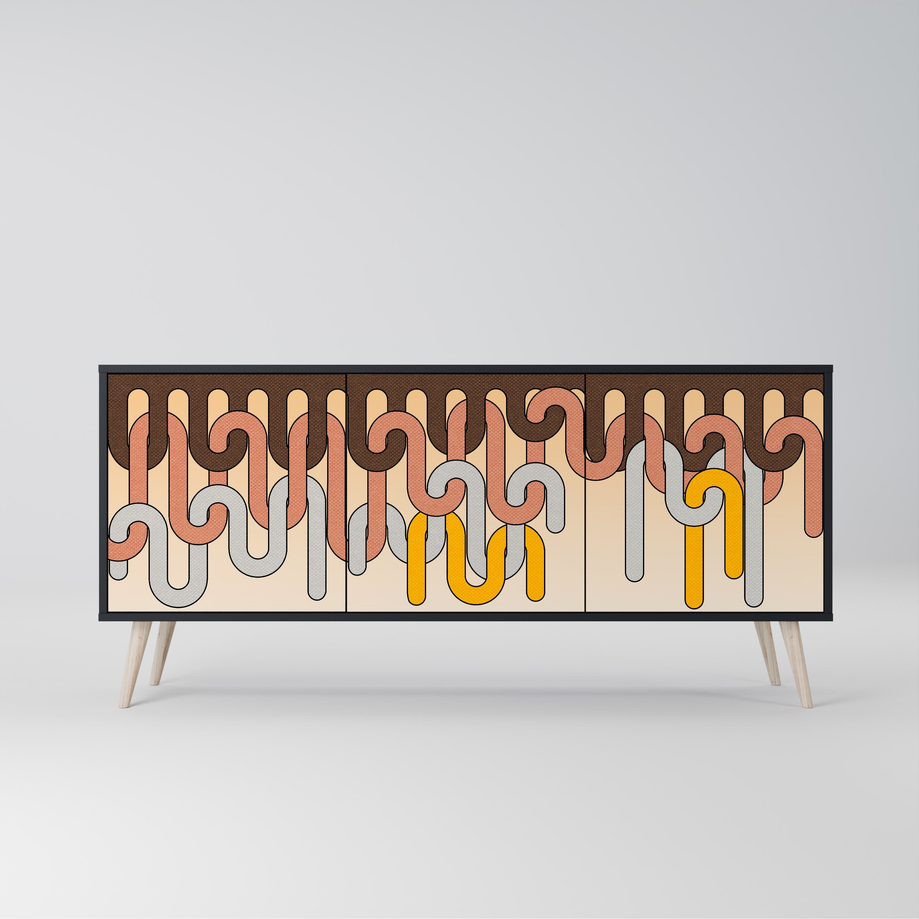COLORFUL STRINGS 3-Door Sideboard in Black Finish