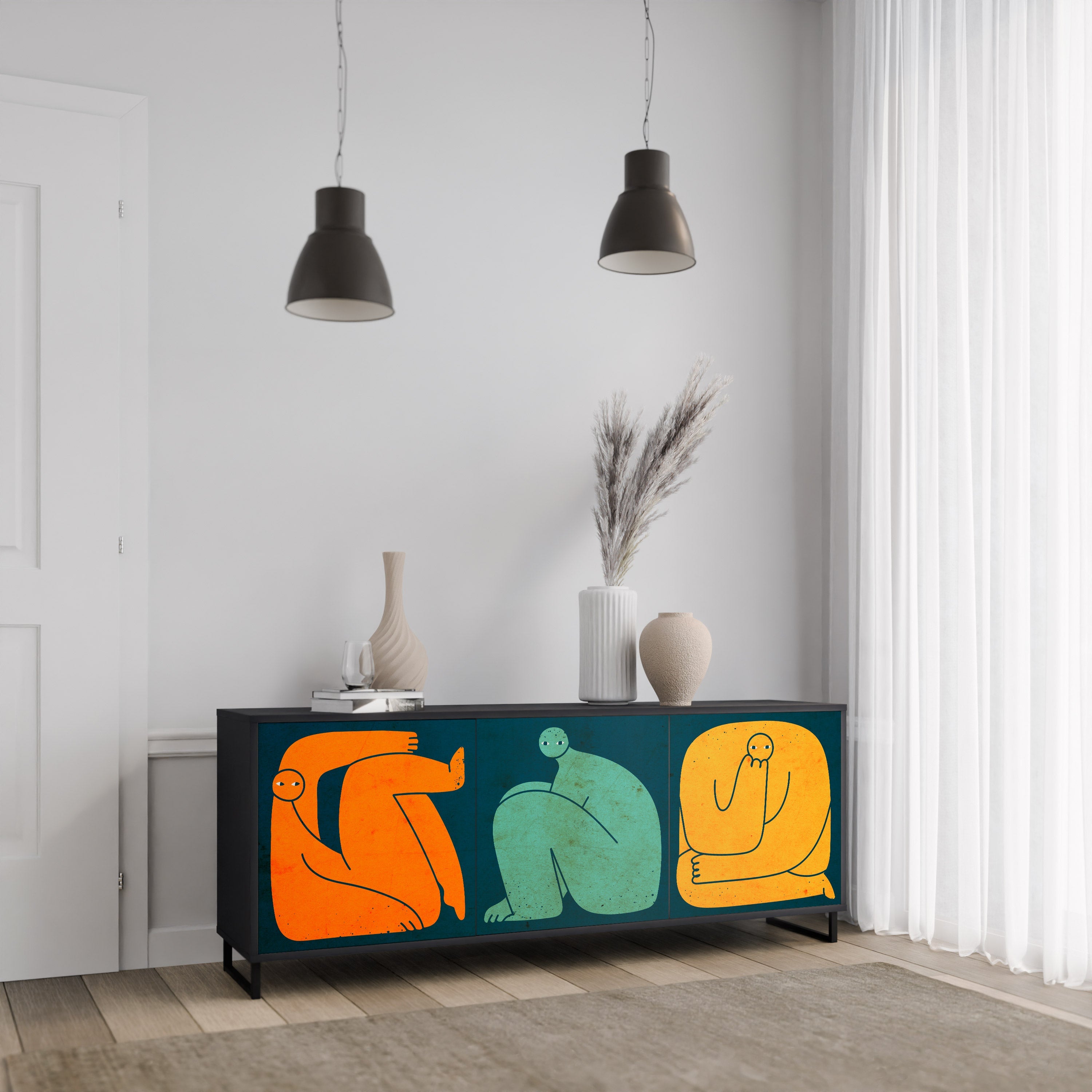 TOGETHER BUT SEPARATELY 3-Door Sideboard in Black Finish