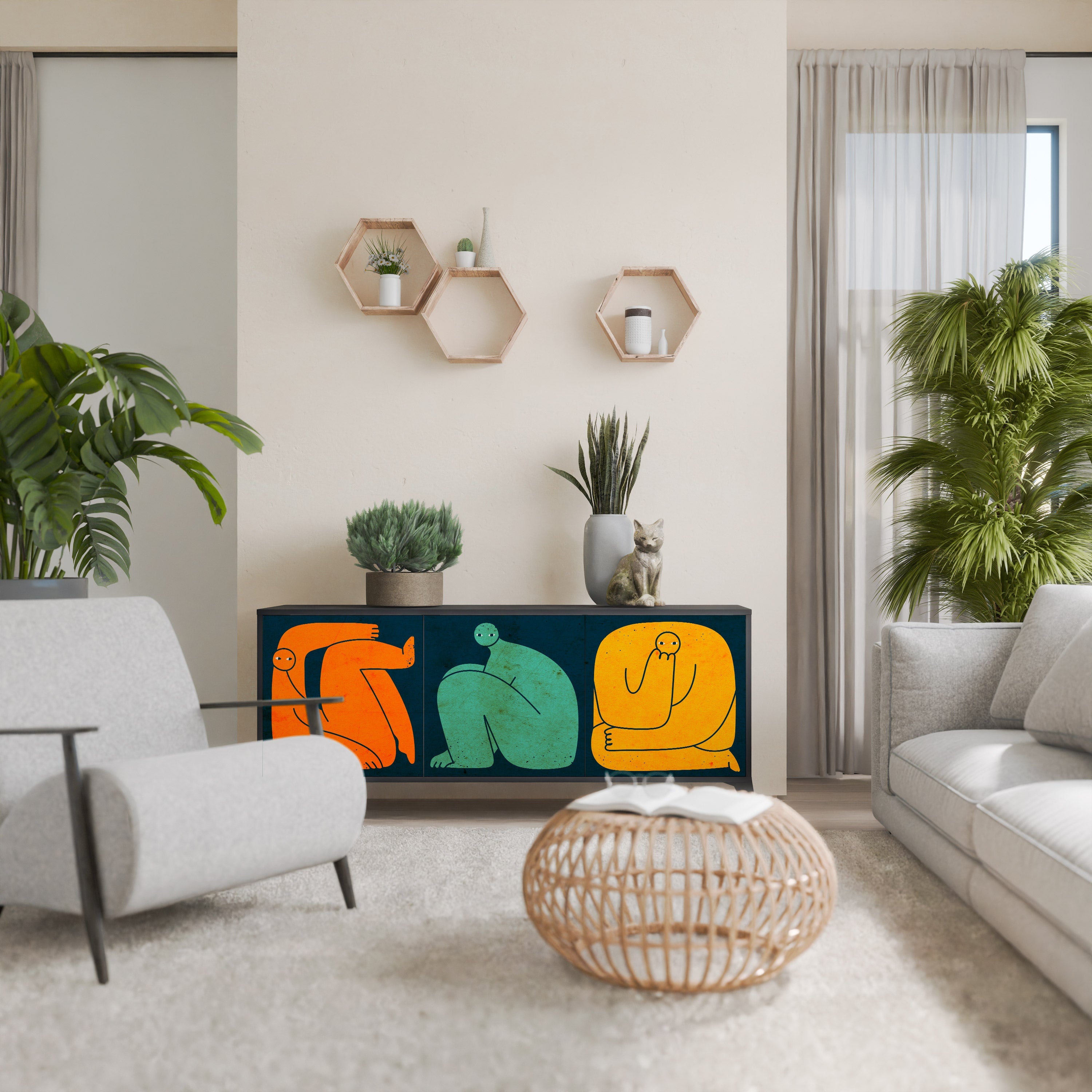 TOGETHER BUT SEPARATELY 3-Door Sideboard in Black Finish