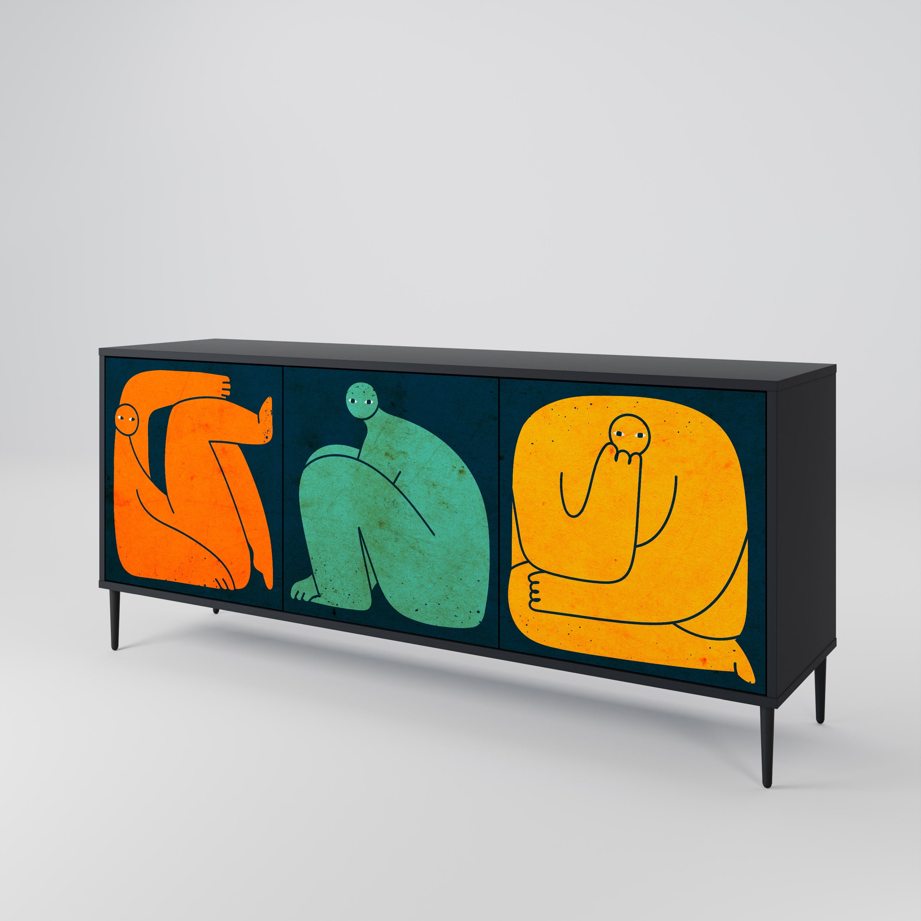 TOGETHER BUT SEPARATELY 3-Door Sideboard in Black Finish