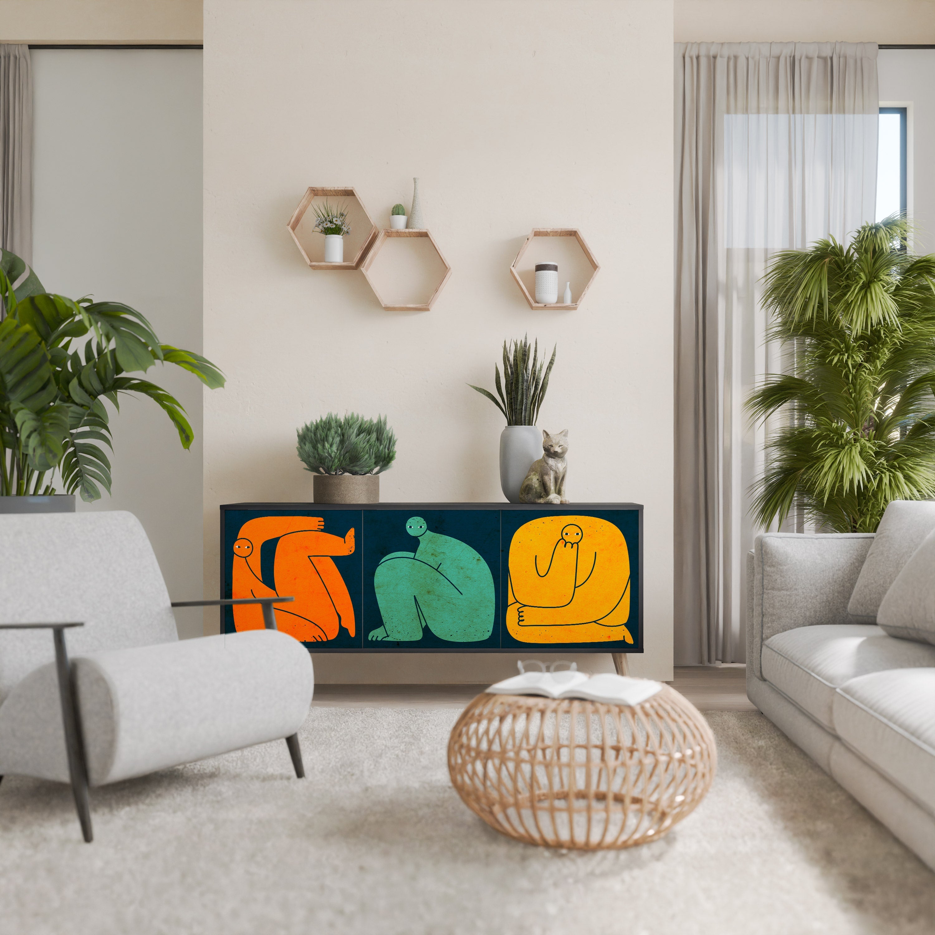 TOGETHER BUT SEPARATELY 3-Door Sideboard in Black Finish