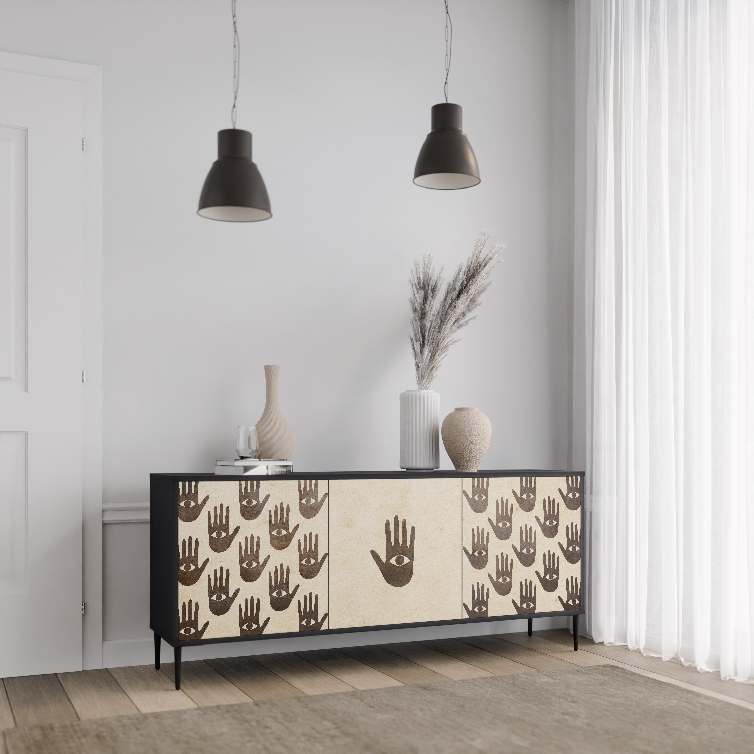 SEE MORE 3-Door Sideboard in Black Finish
