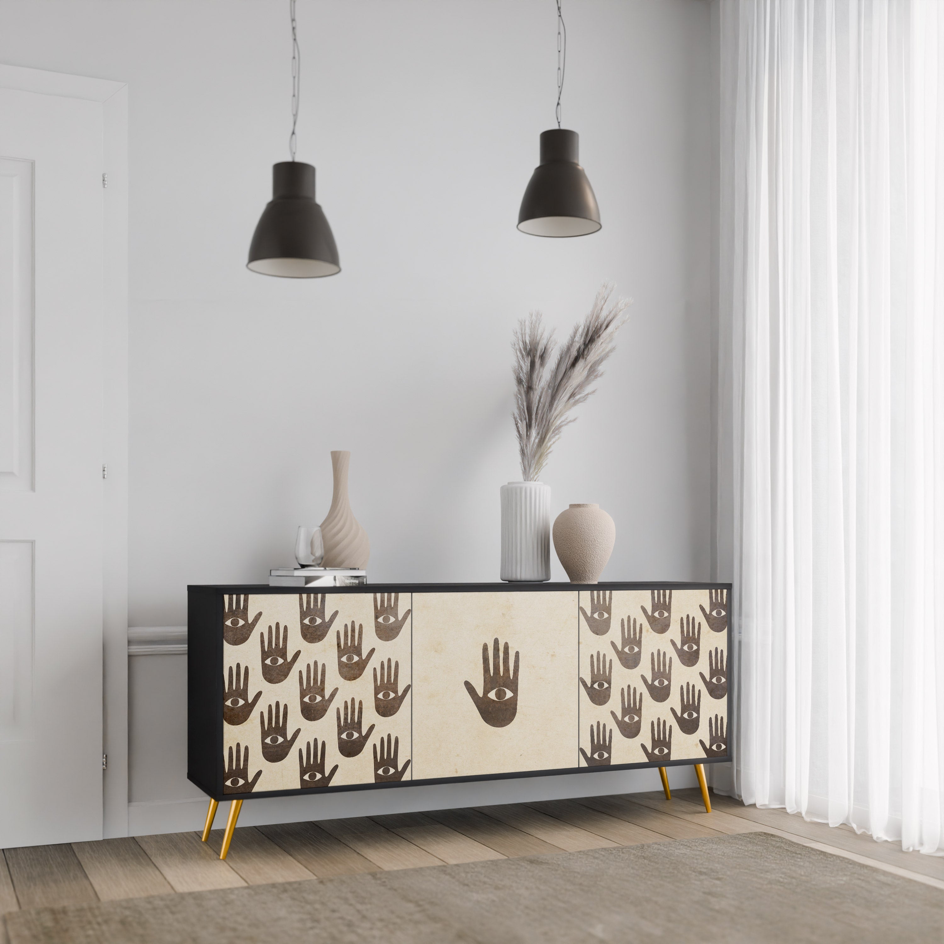 SEE MORE 3-Door Sideboard in Black Finish