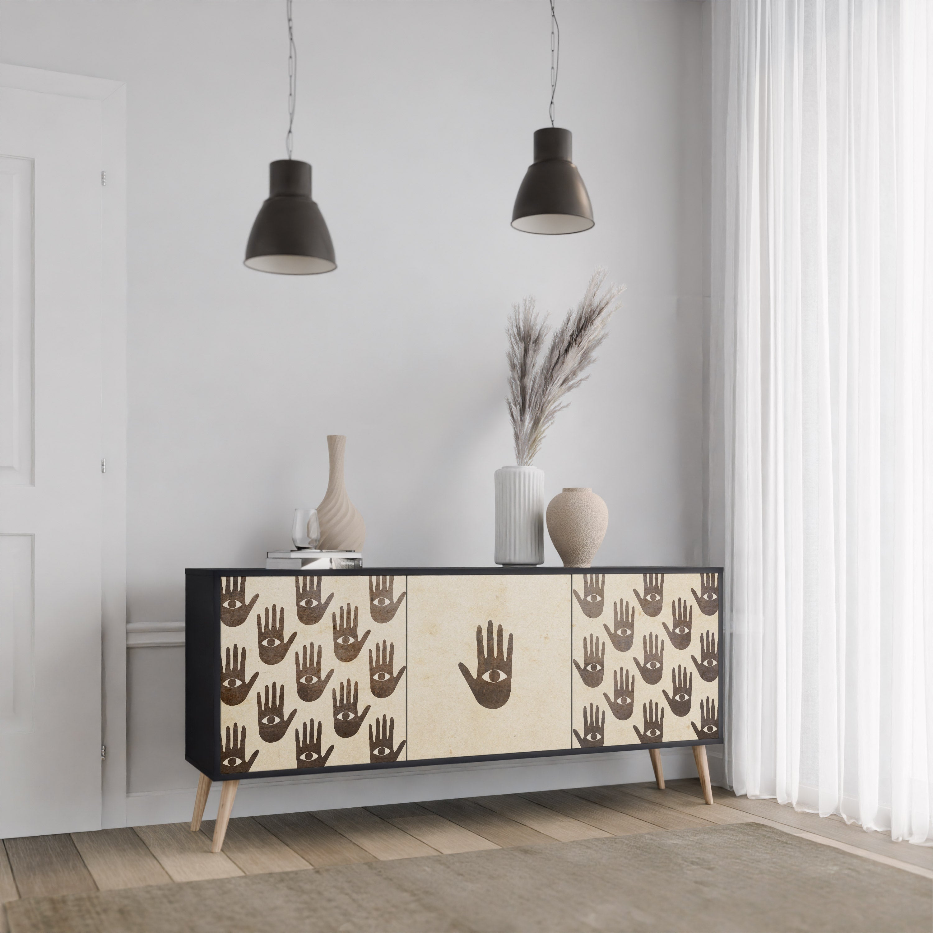 SEE MORE 3-Door Sideboard in Black Finish