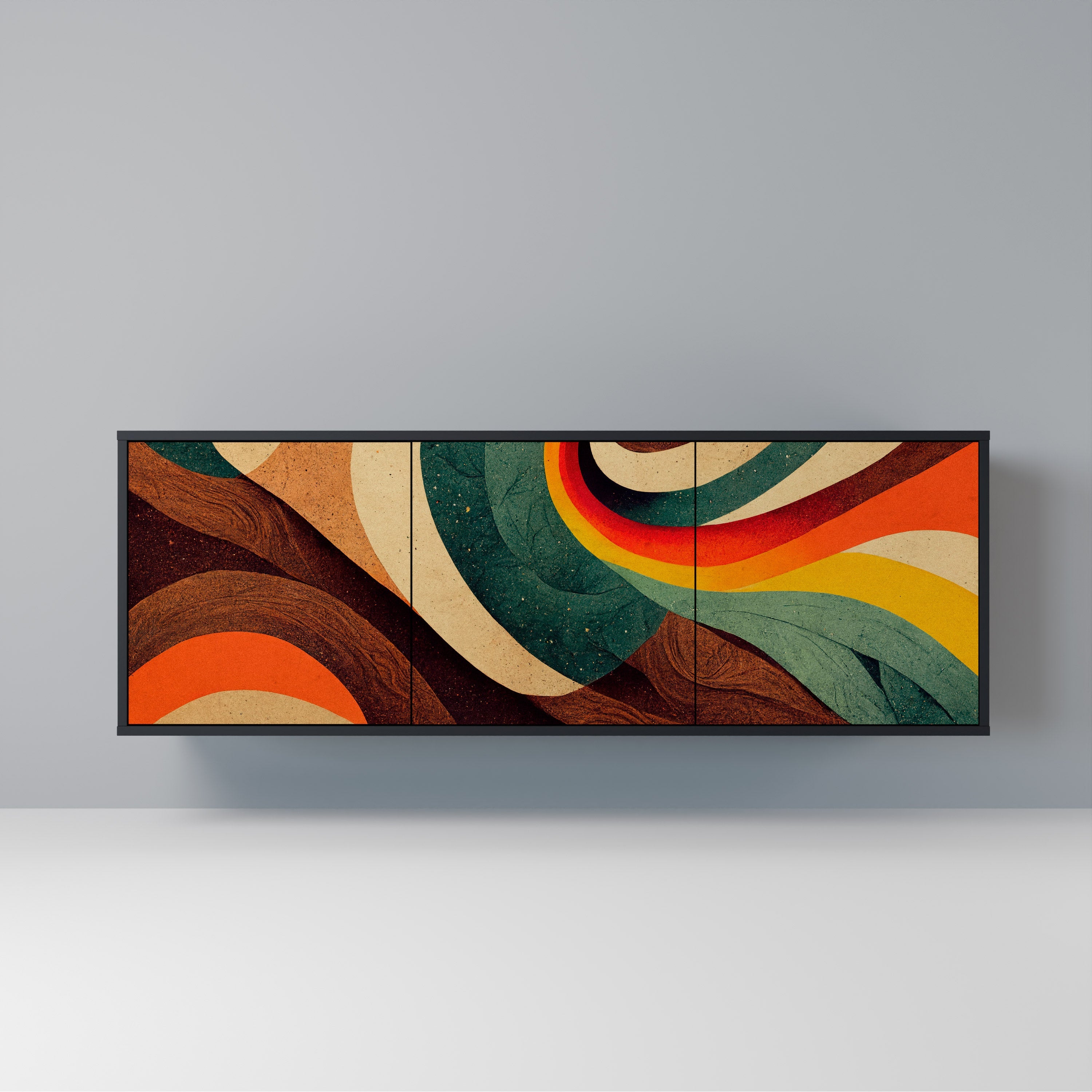 COLORFUL STRANDS 3-Door Sideboard in Black Finish