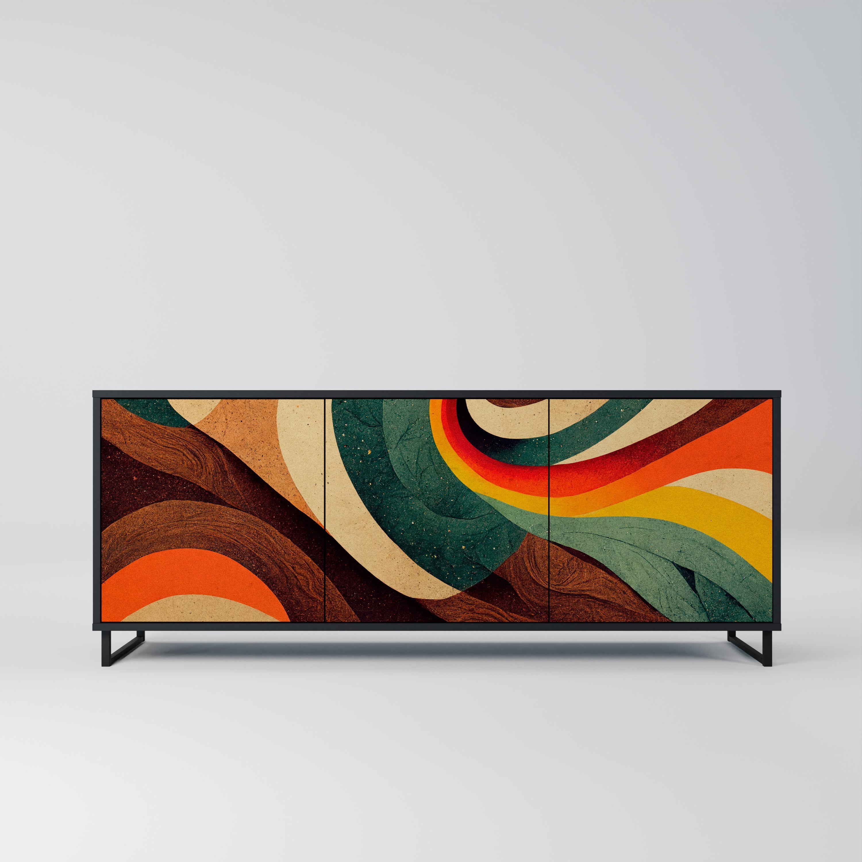 COLORFUL STRANDS 3-Door Sideboard in Black Finish