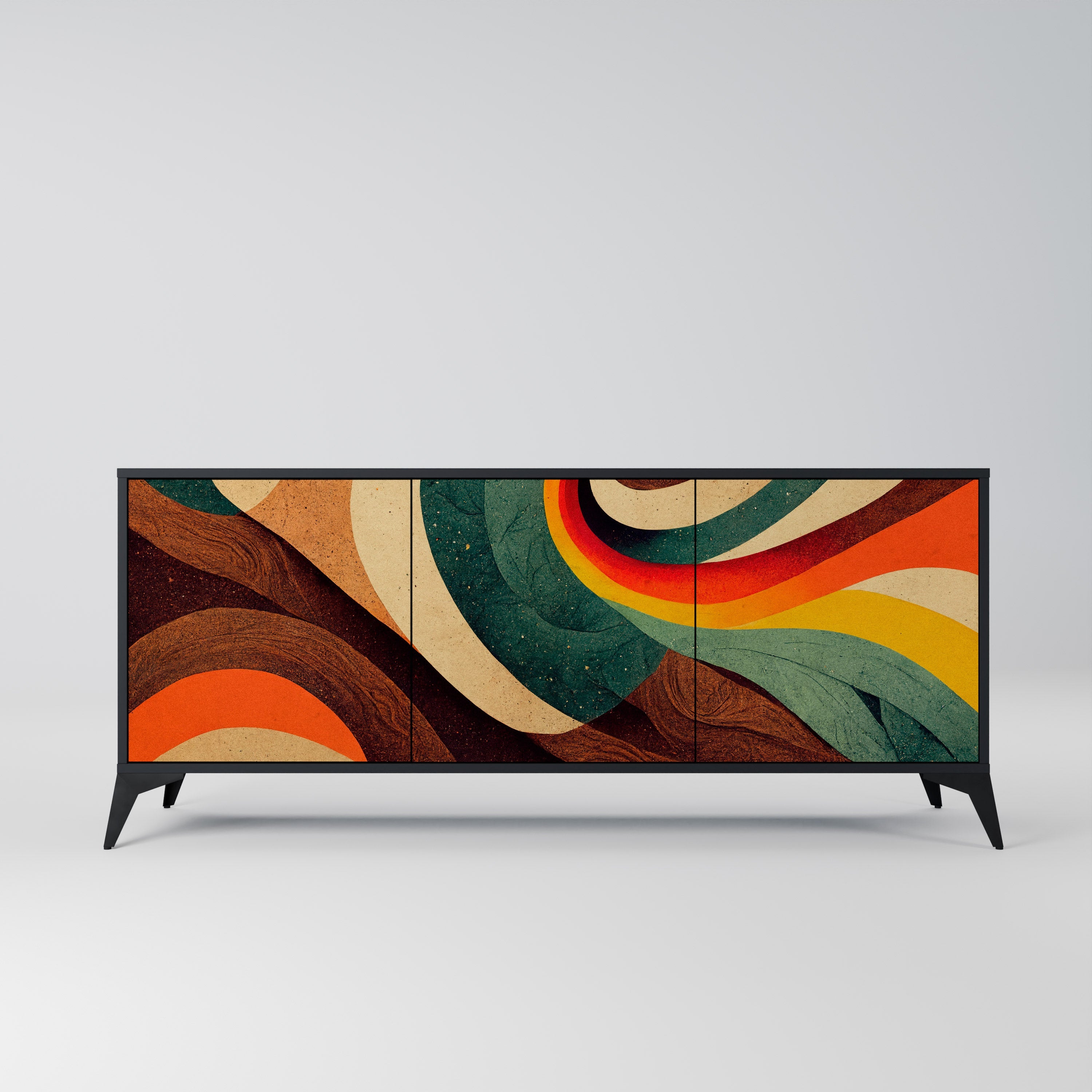 COLORFUL STRANDS 3-Door Sideboard in Black Finish